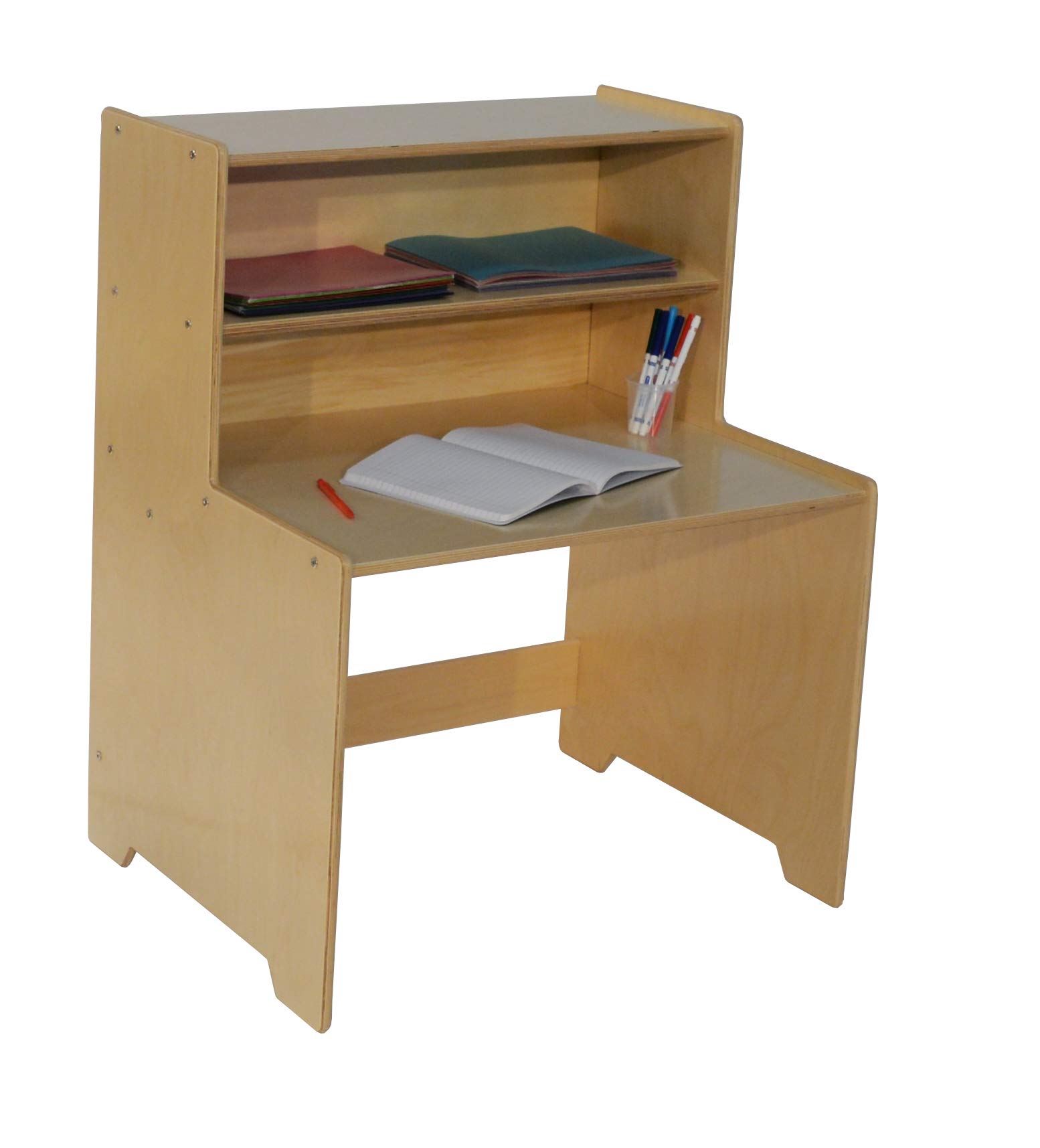 Contender Home Office Writing Desk with 2 Wooden Storage Shelves - Compact Study Reading Table & Workstation Desk [Greenguard Gold Certified] - Perfect for Small Spaces, Remote Work & Student Dorm Rooms