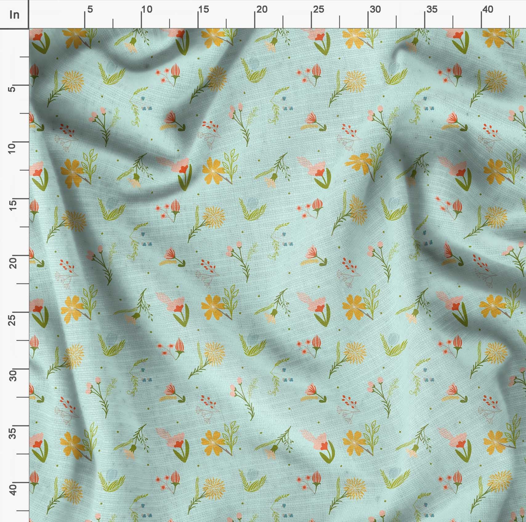 Soimoi Moss Green Georgette Fabric by The Yard - 42 Inch Wide - Artistic Leaf & Floral Printed Fabric for Dresses, Scarves & DIY Fashion Projects - Elegant & Trendy Fabric for Sewing, Quilting & Home Decor