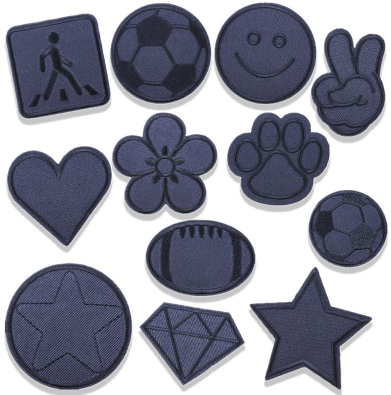 12PCS Iron On Embroidered Patches - Star, Diamond, Ball, Flower, Heart & Smile Designs for Denim, Twill & Fabric Repair - Perfect for DIY Clothing, Bags & Accessories Customization