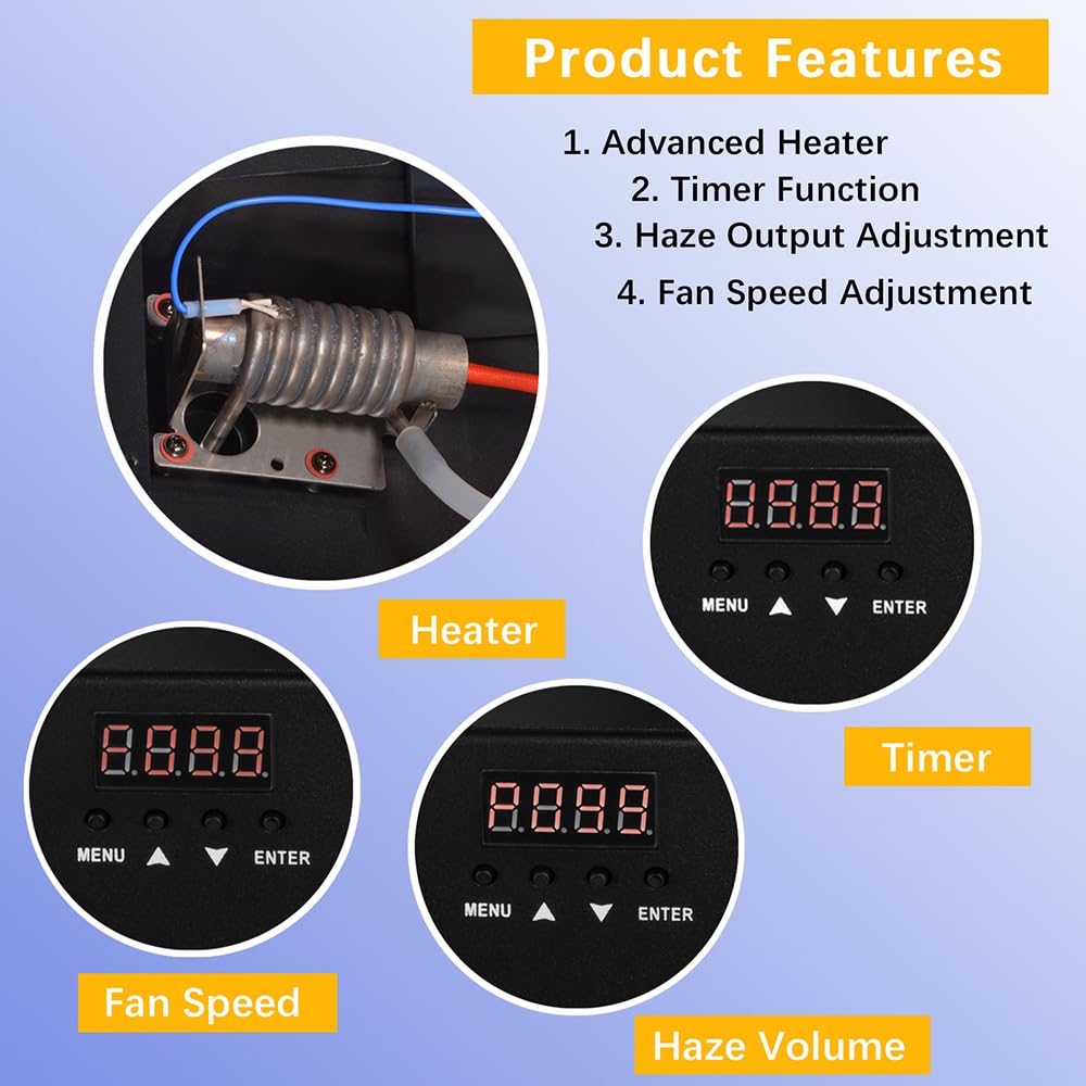 Professional Haze Machine with Wireless Remote & DMX Control - Continuous Fog Machine for DJ Light Shows, Stage Effects, Halloween Parties & Home Theater