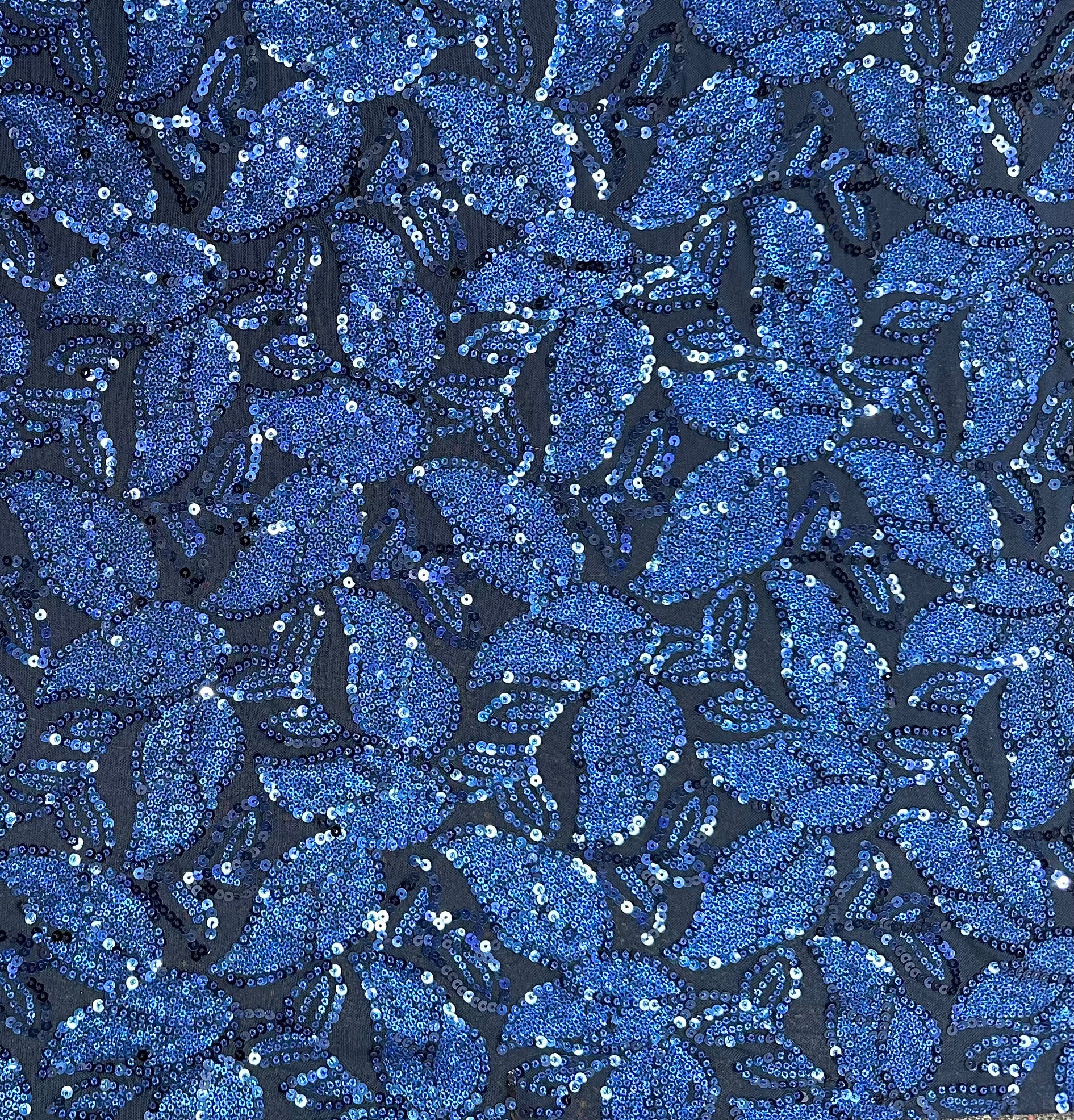 Ava Frosted Sequin Stretch Mesh Fabric - Navy Blue Sparkly Material for Evening Dresses, Costumes & DIY Fashion Projects