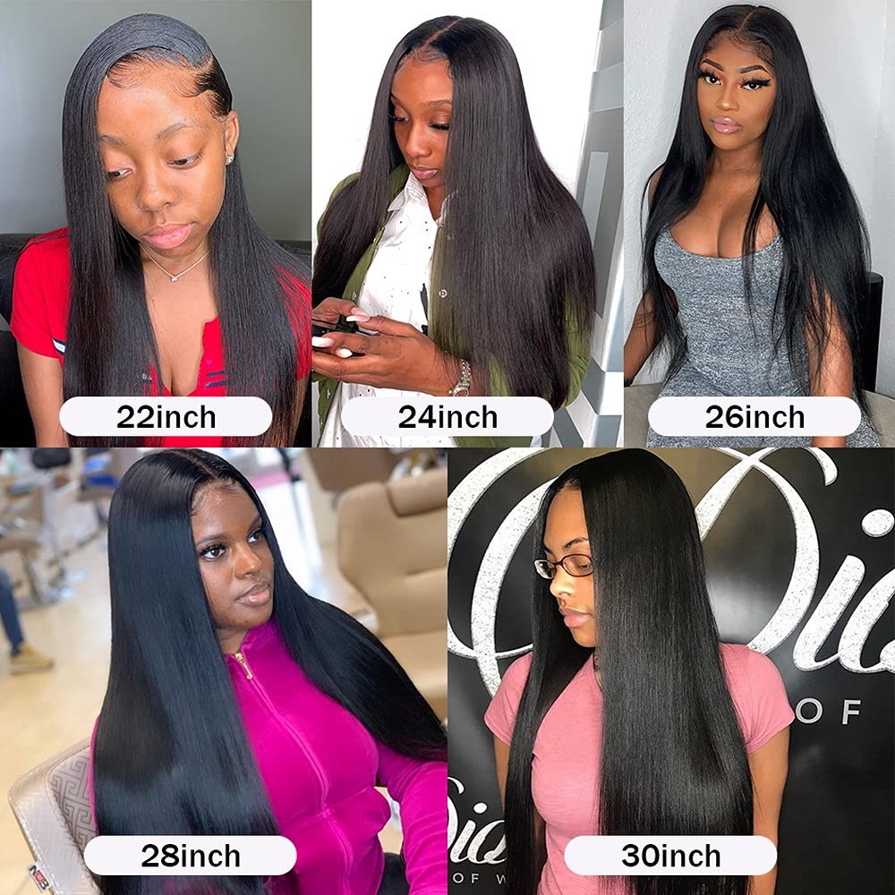 HD Transparent Lace Front Human Hair Wig - Brazilian Silk Straight Black 180 Density 18