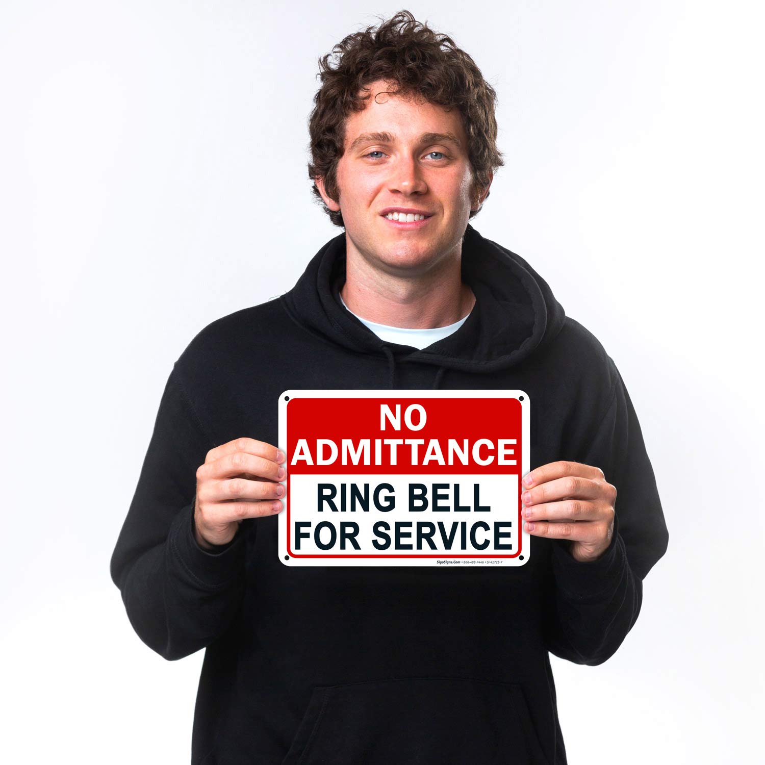No Admittance Ring Bell for Service Sign - 10x7 Inches Rust-Free .040 Aluminum, Fade Resistant - Easy Mounting for Indoor & Outdoor Use - Made in USA - Perfect for Offices, Retail Stores & Restricted Areas