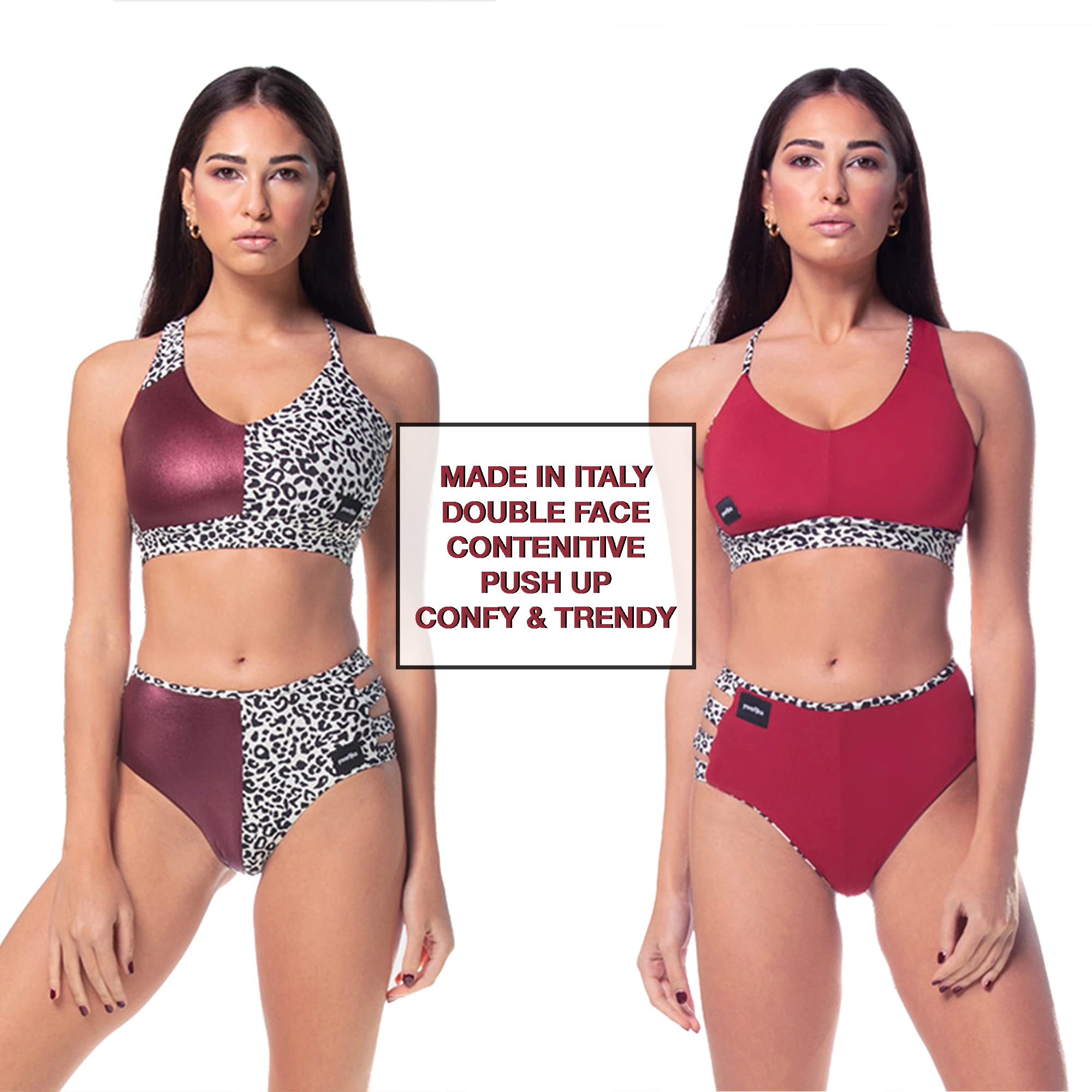 Invertika Women's Seamless Sports Bra & Briefs Set - High-Waisted Lycra Compression Underwear for Yoga, Pole Dance & Gym - Made in Italy - Reversible Design for Versatile Wear