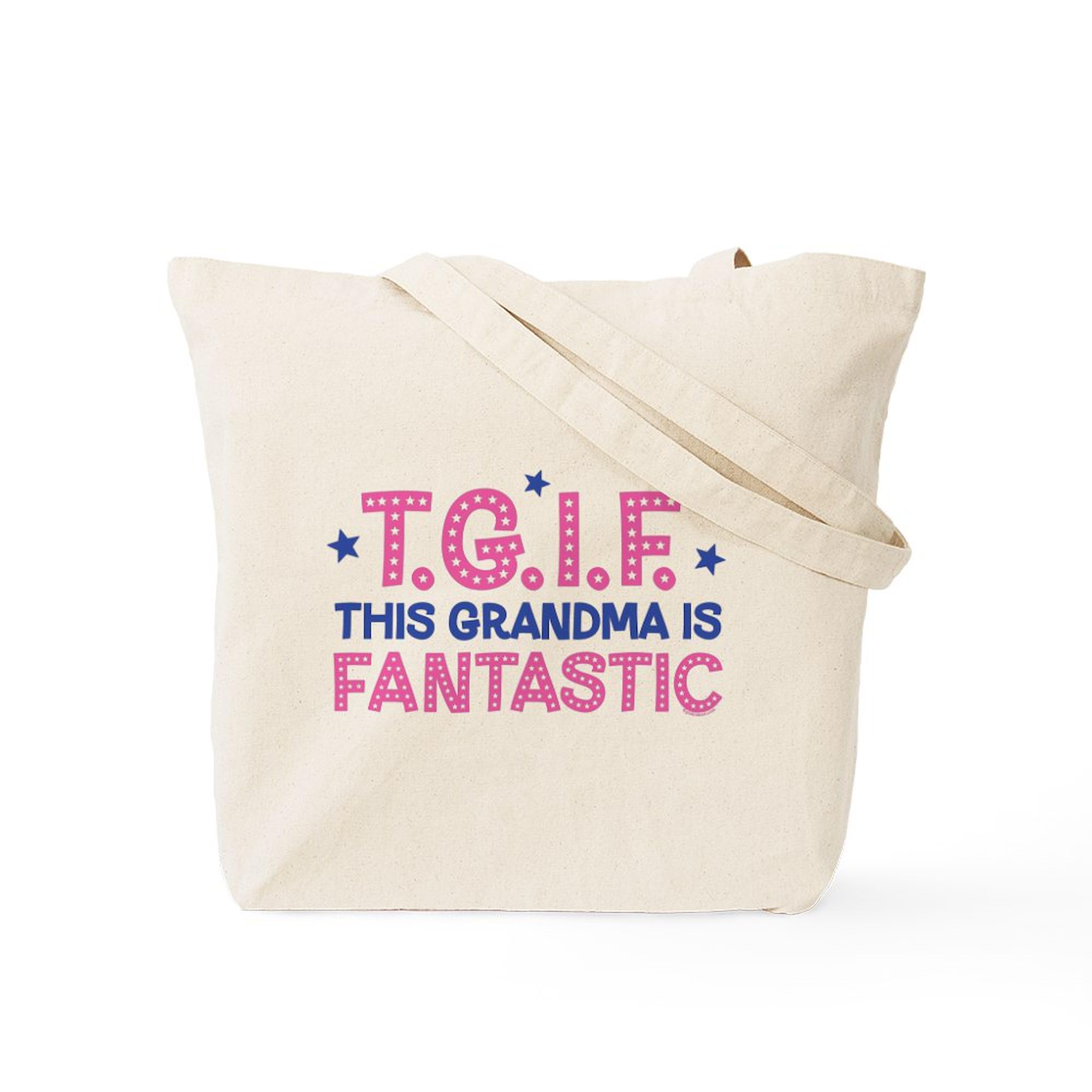 TGIF Fantastic Grandma Tote Bag - Natural Canvas Reusable Shopping Bag for Women - Perfect for Groceries, Beach Trips & Everyday Use