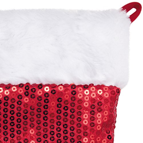 Zanies Sequin Red Christmas Stocking Toy - 11.5 Inch Festive Holiday Decor for Kids, Pets & Home Decorations | Perfect for Xmas Tree, Fireplace Mantel & Gift Exchange