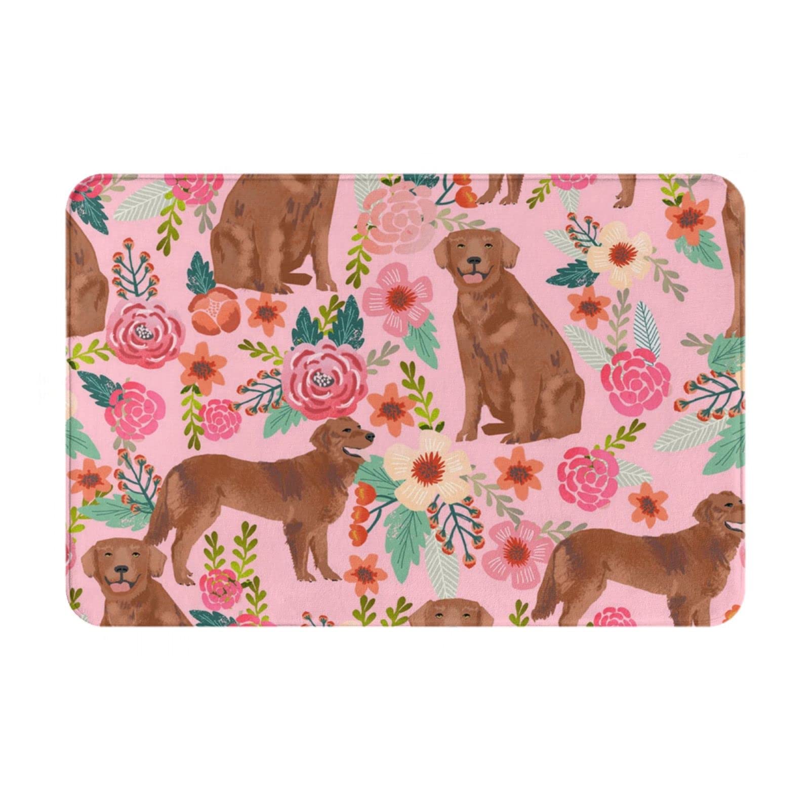 Premium Golden Retriever Dog Velvet Bath Rugs - Super Absorbent & Non-Slip Memory Foam Bath Mat for Bathroom & Bedroom - Soft Home Decor (16