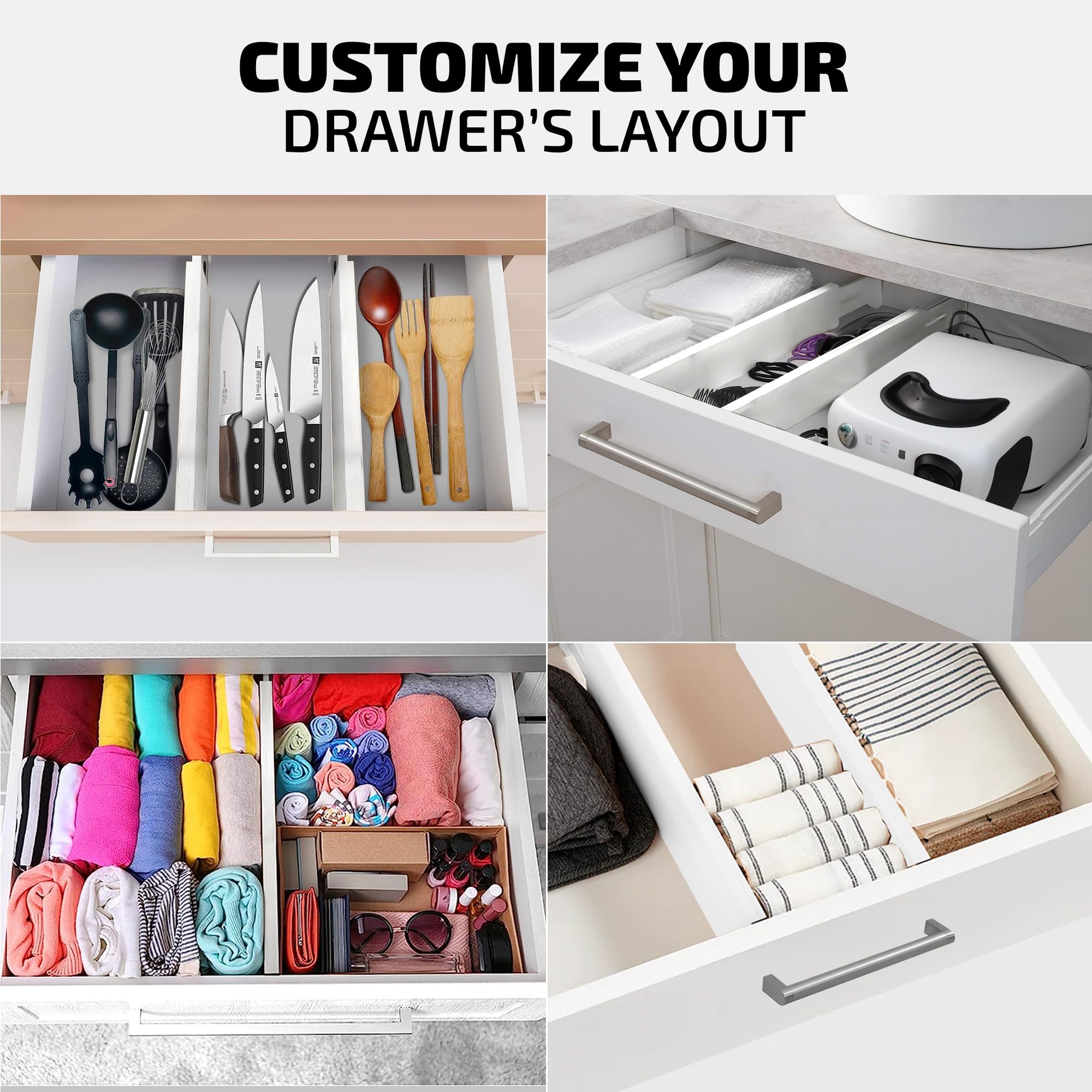 4 Pack Bamboo Drawer Dividers - 2.6