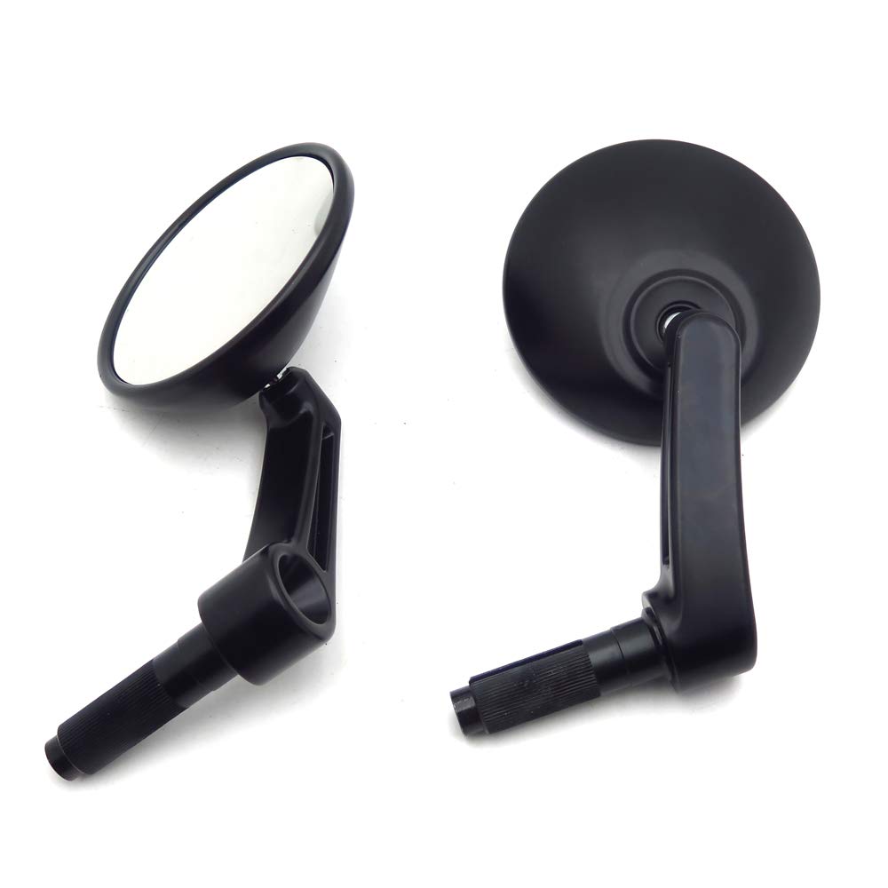 HTTMT USMT252-030-BK Adjustable Black Round Bar End Rearview Side Mirrors - 22mm Compatible with Cafe Racer Motorcycles - Perfect for Urban Commuting and Scenic Rides