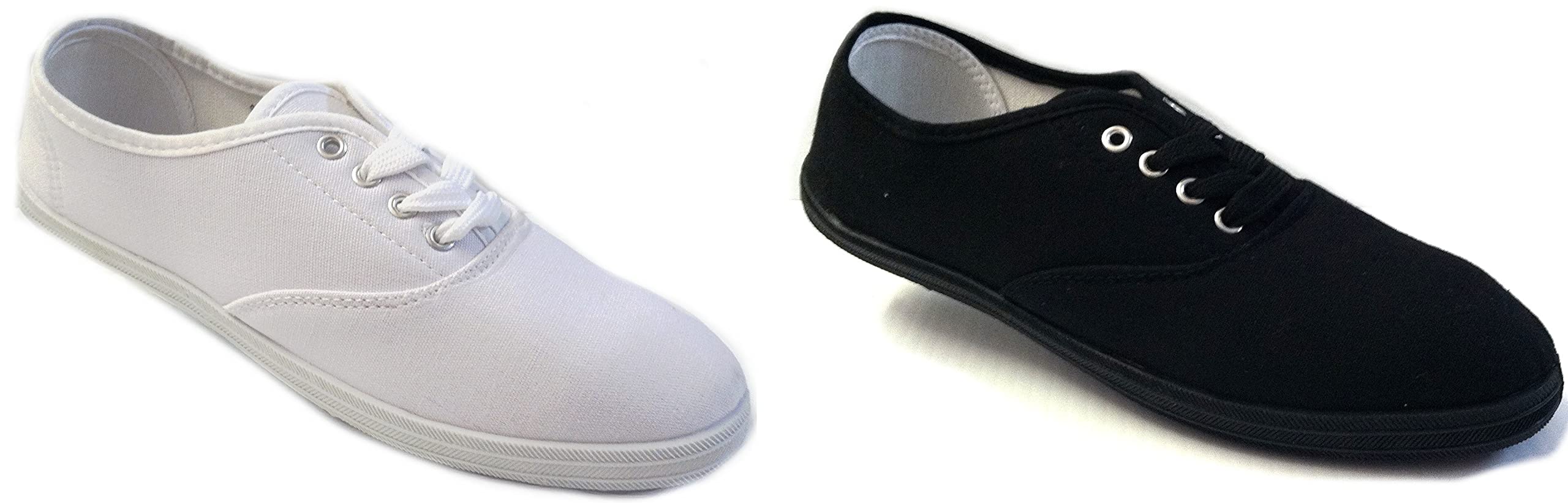 Shoes8teen Women's Canvas Lace-Up Sneakers - 2 Pack Comfortable Casual Shoes for Walking, Running & Everyday Wear