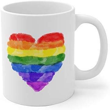 LGBTQ Rainbow Heart Coffee Mug - 11oz Inspirational Pride Cup for Tea & Coffee - Perfect for Home, Office & Gifts