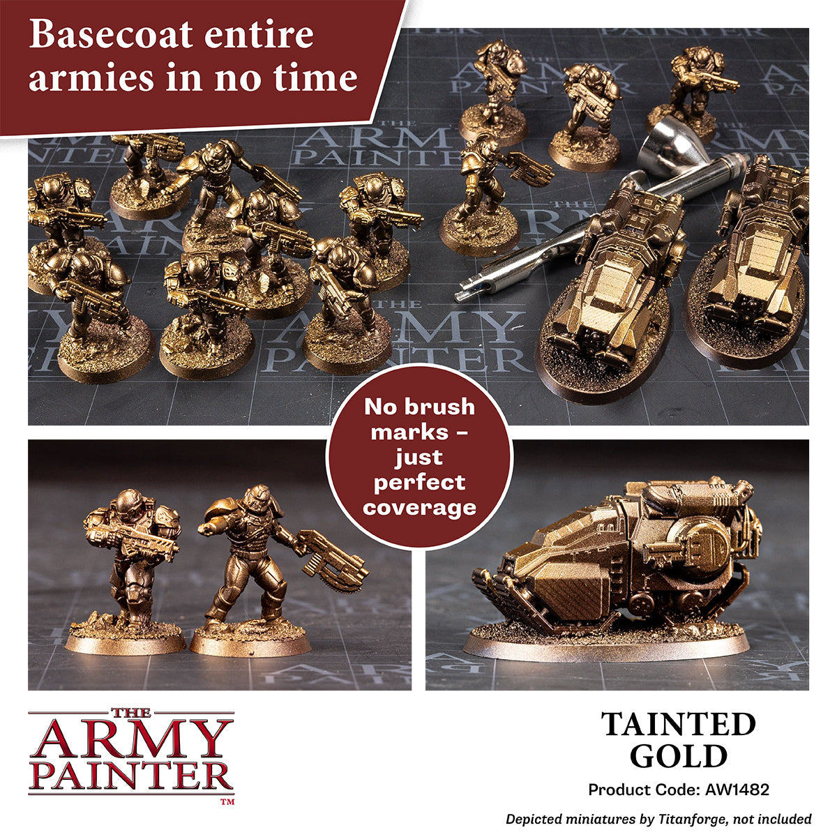 Warpaints Air Metallics: Tainted Gold - Premium Metallic Paint for Miniatures & Models - Perfect for Warhammer, D&D, and Cosplay Projects
