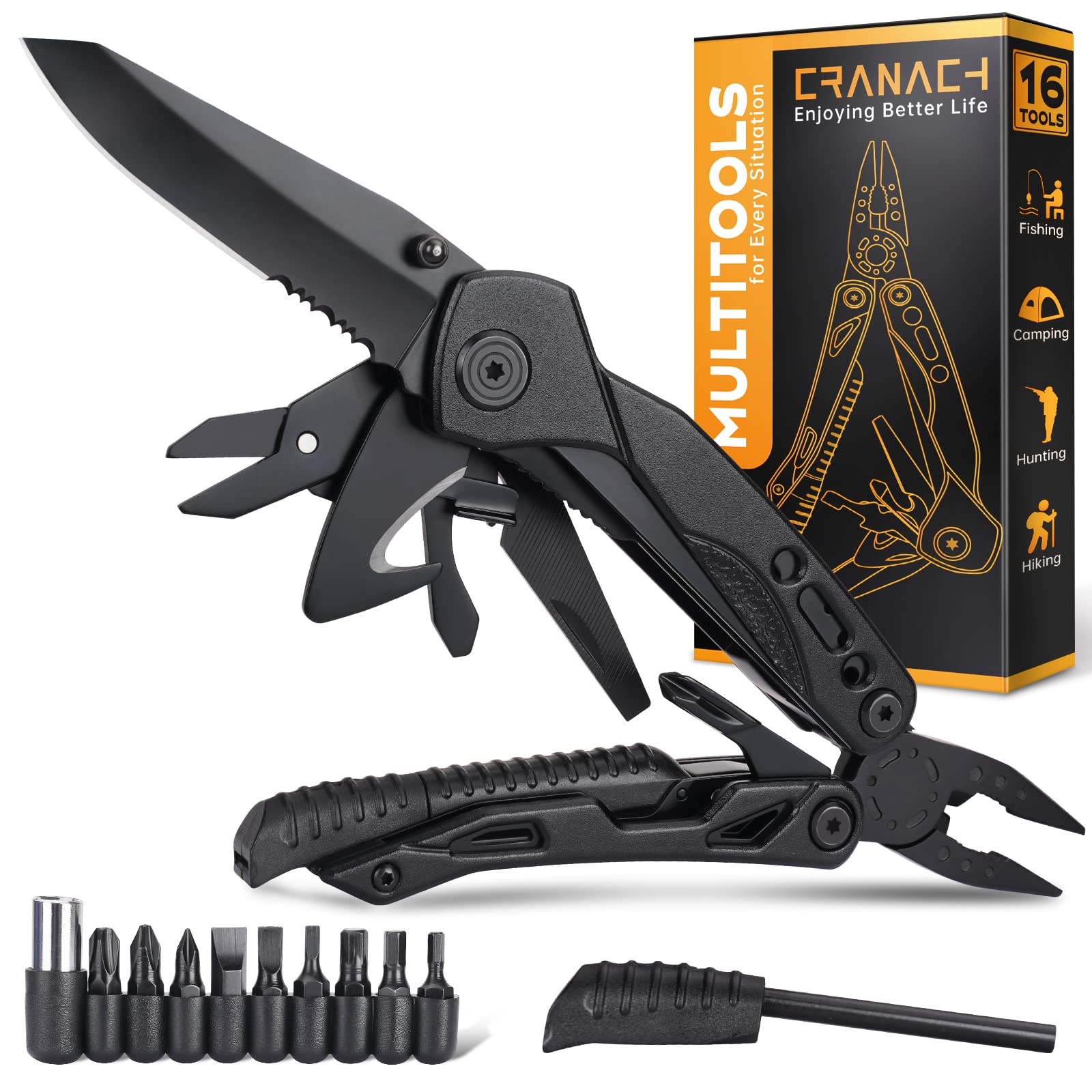 **16-in-1 Pocket Multitool Knife with Pliers - Best Christmas Stocking Stuffers for Men, Dad, Husband, Boyfriend - Camping, Hiking & Everyday Carry Gadget - Perfect Gift for Adults Who Have Everything**