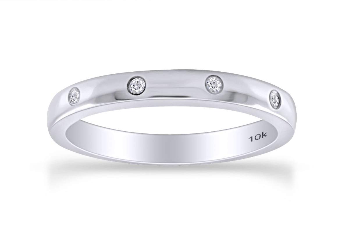 10K Solid Gold Diamond Accent Wedding Band Ring (0.04 CTTW) - Elegant Bridal Jewelry for Engagement, Anniversary & Special Occasions