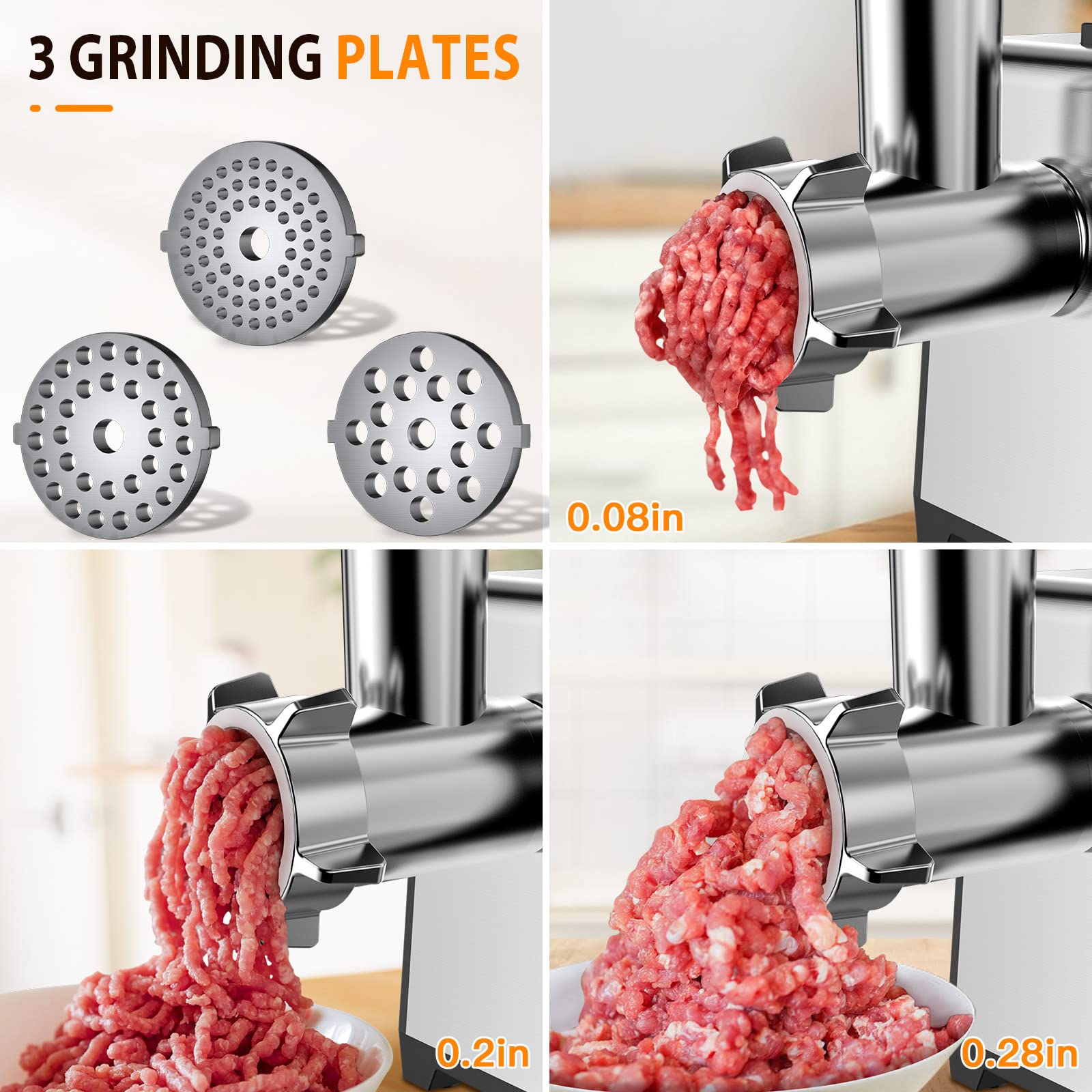 2500W Electric Meat Grinder & Sausage Stuffer - Heavy Duty Stainless Steel Food Processor with Sausage Tubes & Kubbe Maker - Perfect for Home Kitchen, Butcher Shop & Commercial Use - Make Burgers, Sausages & Ground Meat Easily