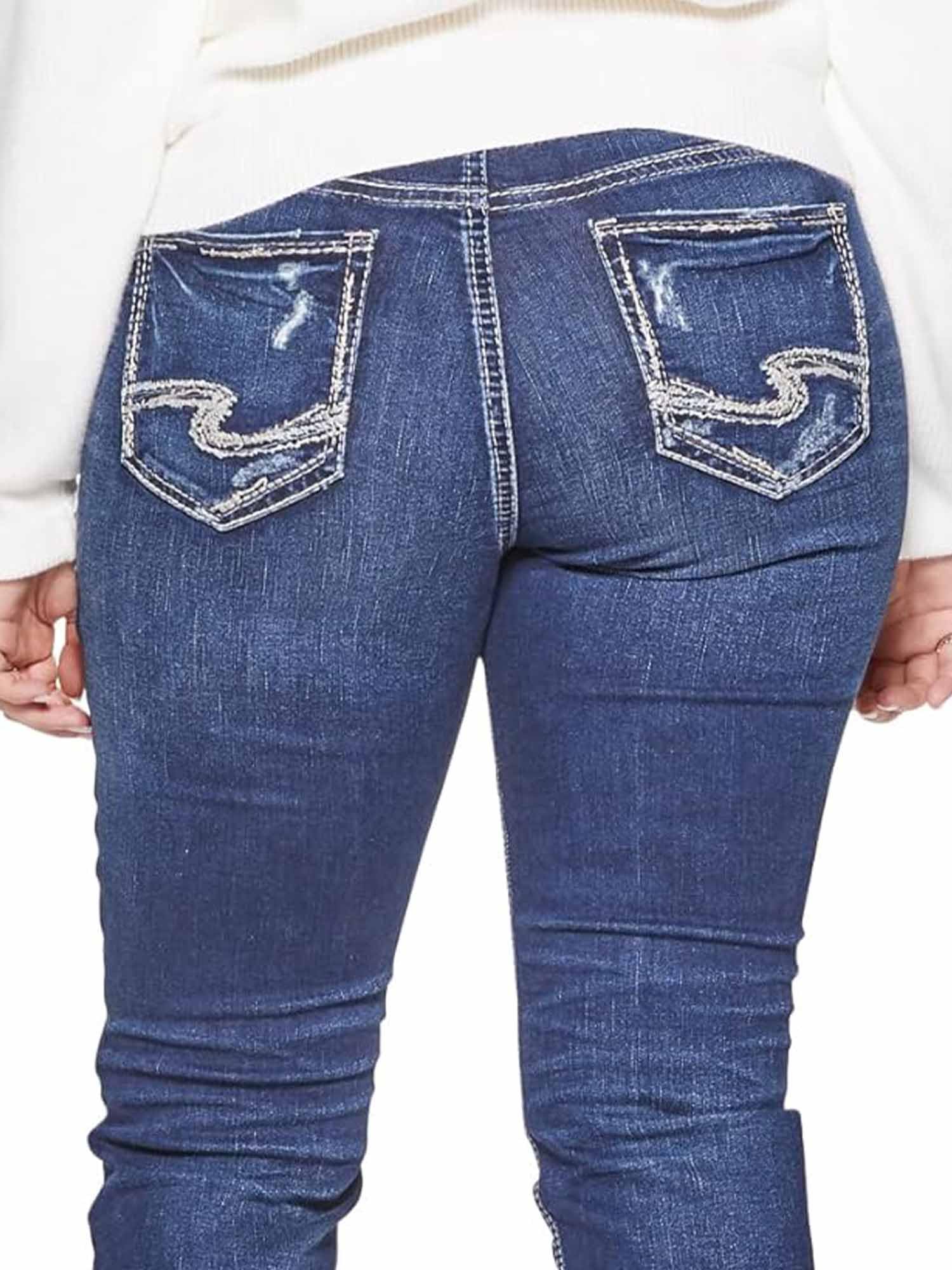 Silver Jeans Co. Women's Plus Size Suki Mid Rise Curvy Fit Capri Jeans - Stretch Denim Pants for Casual Wear & Everyday Comfort