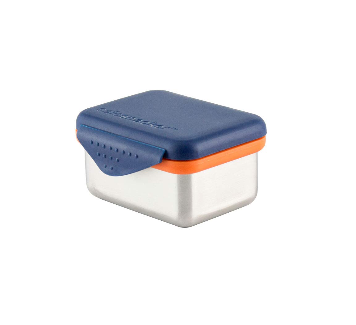 Kid Basix Safe Snacker - BPA Free Stainless Steel Lunch Box for Kids & Adults | 7oz Reusable Food Container | Dishwasher Safe | Perfect for School, Work & Picnics | Navy Blue