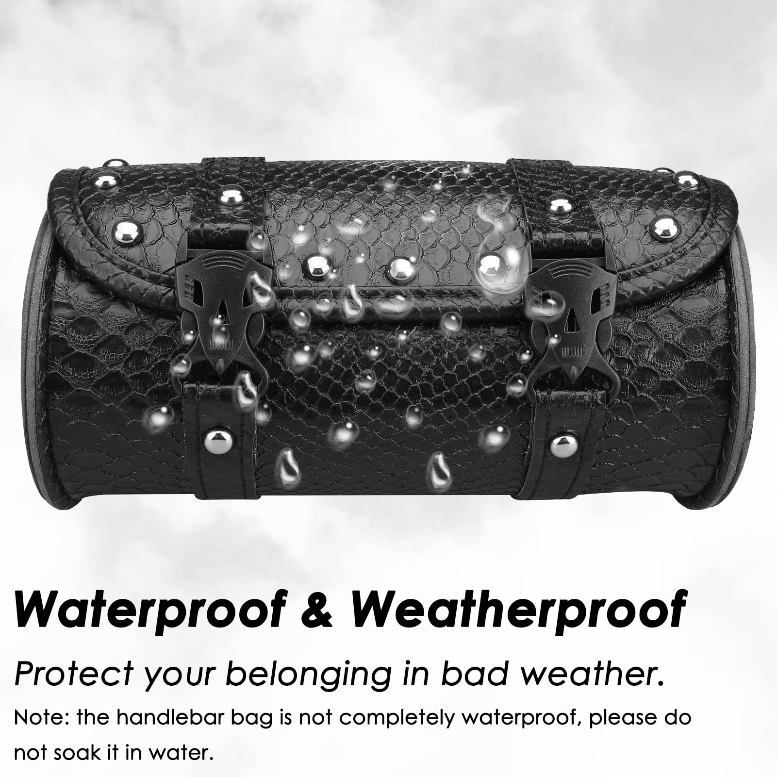 Motorcycle Fork Bag PU Leather - Universal Saddlebag for Sportster & Scooter (Black) - Handlebar Storage Pouch for Riding