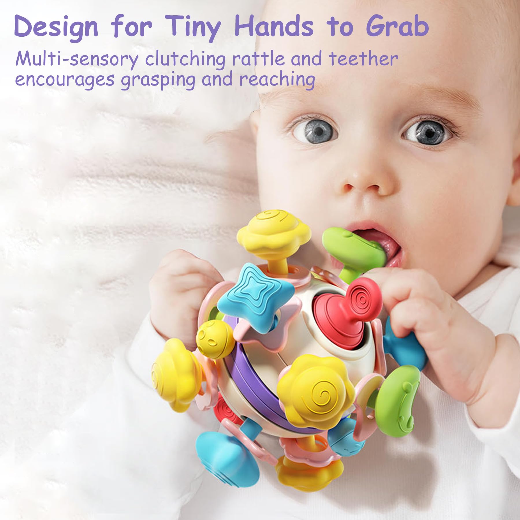Organic Baby Teething Toys for 0-18 Months - BPA-Free Sensory Chew Toys & Montessori Learning Rattles for Newborns & Toddlers | Perfect Shower Gifts for 1-2 Year Old Boys & Girls | Soothing Gum Relief During Playtime, Travel & Developmental Activities
