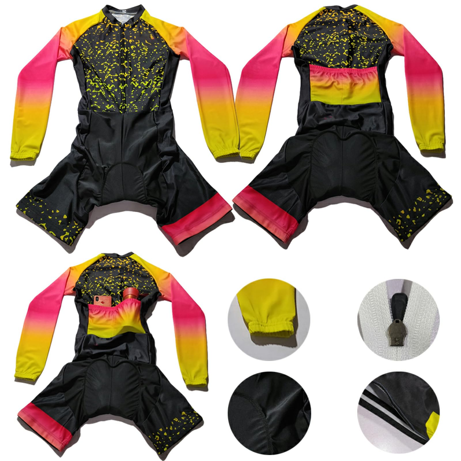 Women's Professional Long Sleeve Cycling Jumpsuit - Breathable Workout Romper for Cycling & Fitness - XS to 3XL (Perfect for Road Biking, Gym Training & Outdoor Sports)