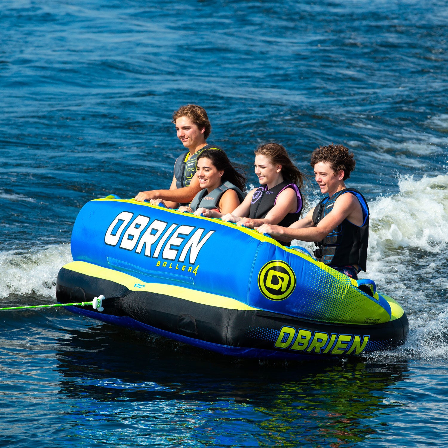O'Brien Baller 4 Soft Top Towable Tube - 4 Rider Inflatable Water Tube for Boating & Lake Fun - Perfect for Family, Friends & Summer Water Activities