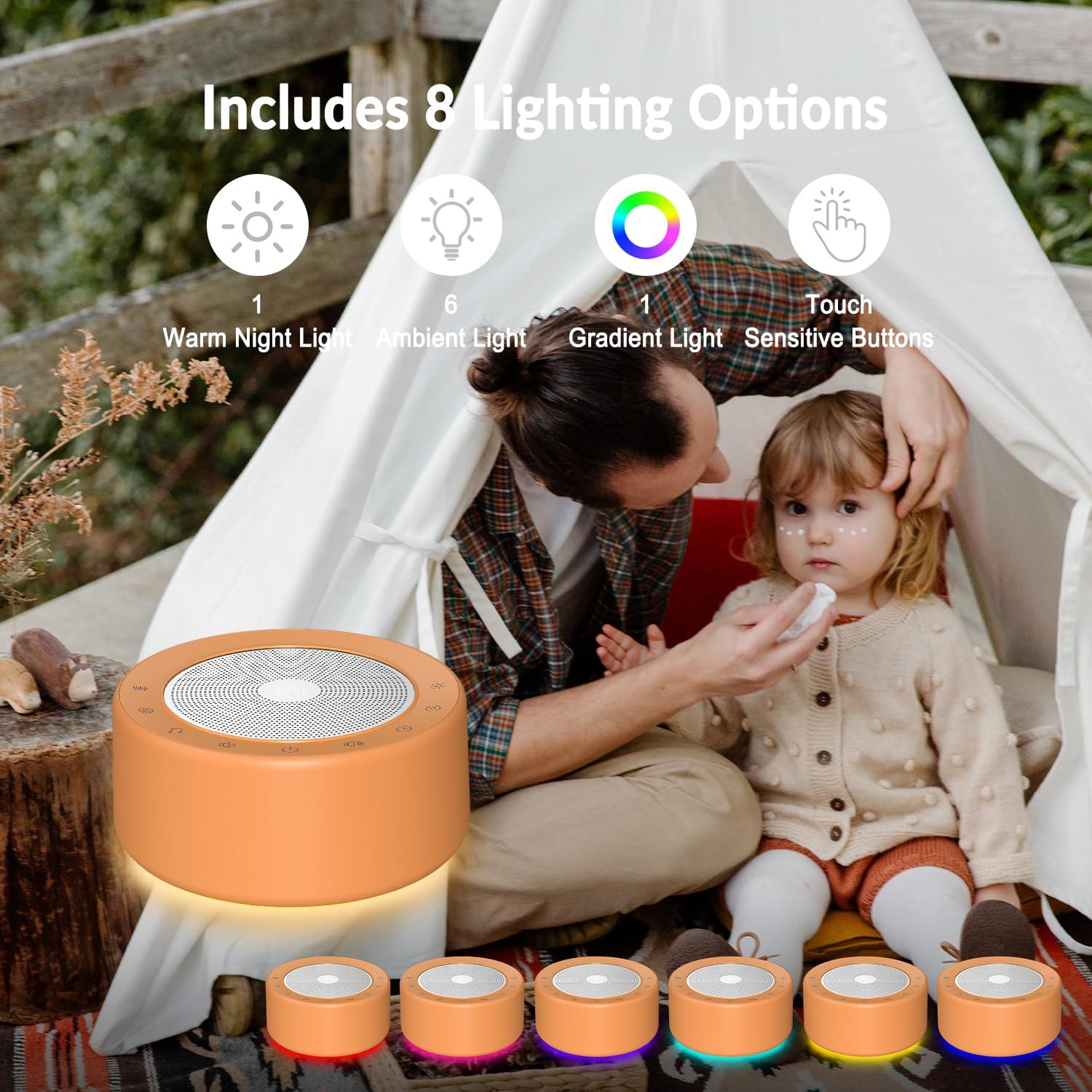 Baby Night Light with Sound Machine - 7 Color Changing Nursery Lamp, 30 Soothing Sounds & White Noise for Infants & Adults, Touch Control, Timer & Memory Function - Perfect for Bedtime, Nursery Room & Relaxation