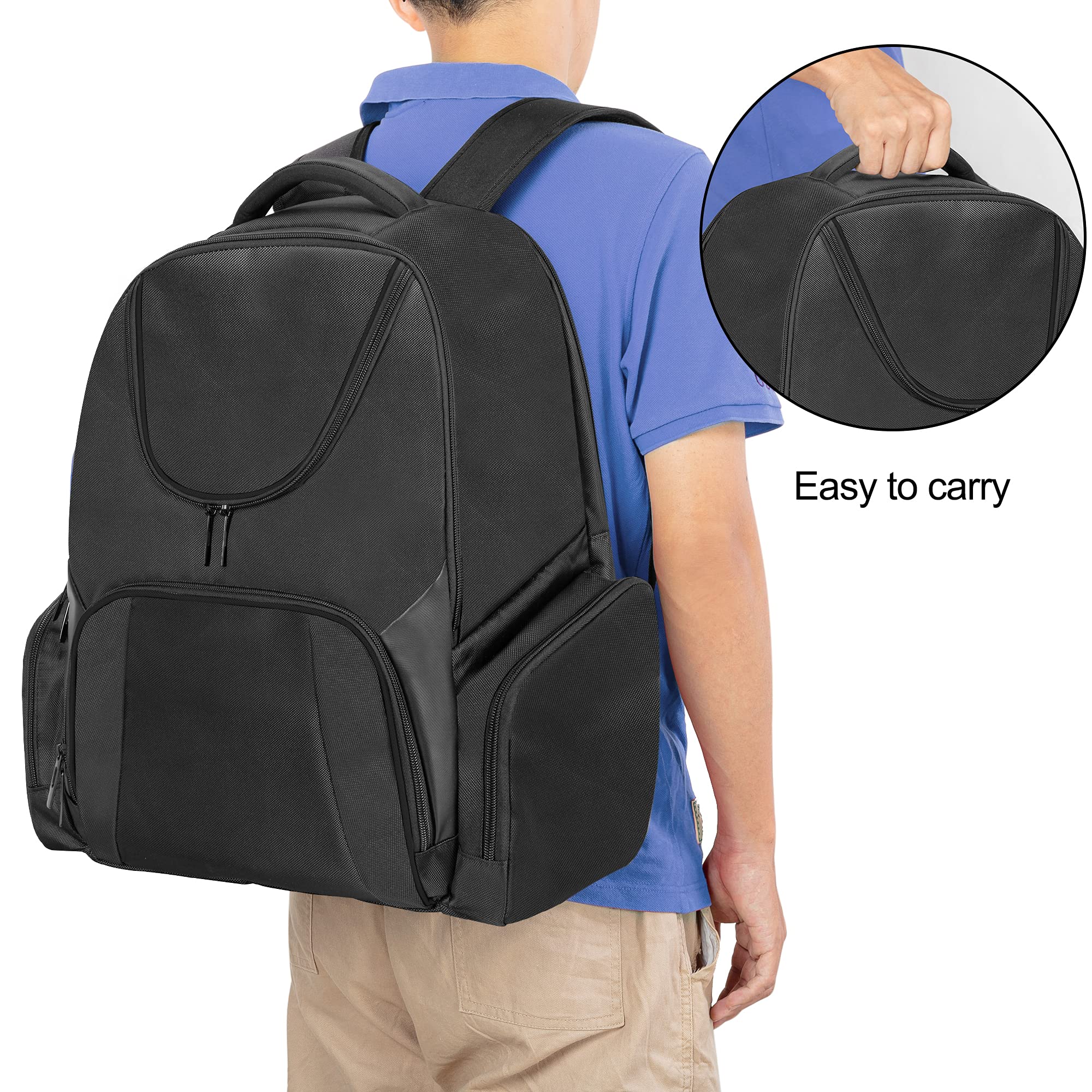 CURMIO Universal Gaming Console Carrying Case - Compatible with PS5, PS4, PS4 Pro, Xbox Series S/X, Xbox One, Xbox 360 | Travel Backpack for Game Console, Controllers & Accessories | Durable Black Stripe Design | Perfect for Travel, Storage & Gaming Parties