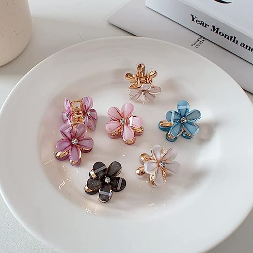 12Pcs Small Hair Clips for Women - Butterfly & Flower Hair Accessories, Tiny Claw Clips for Fine Hair, Cute Fancy Hairpins for Daily Wear, Parties & Weddings