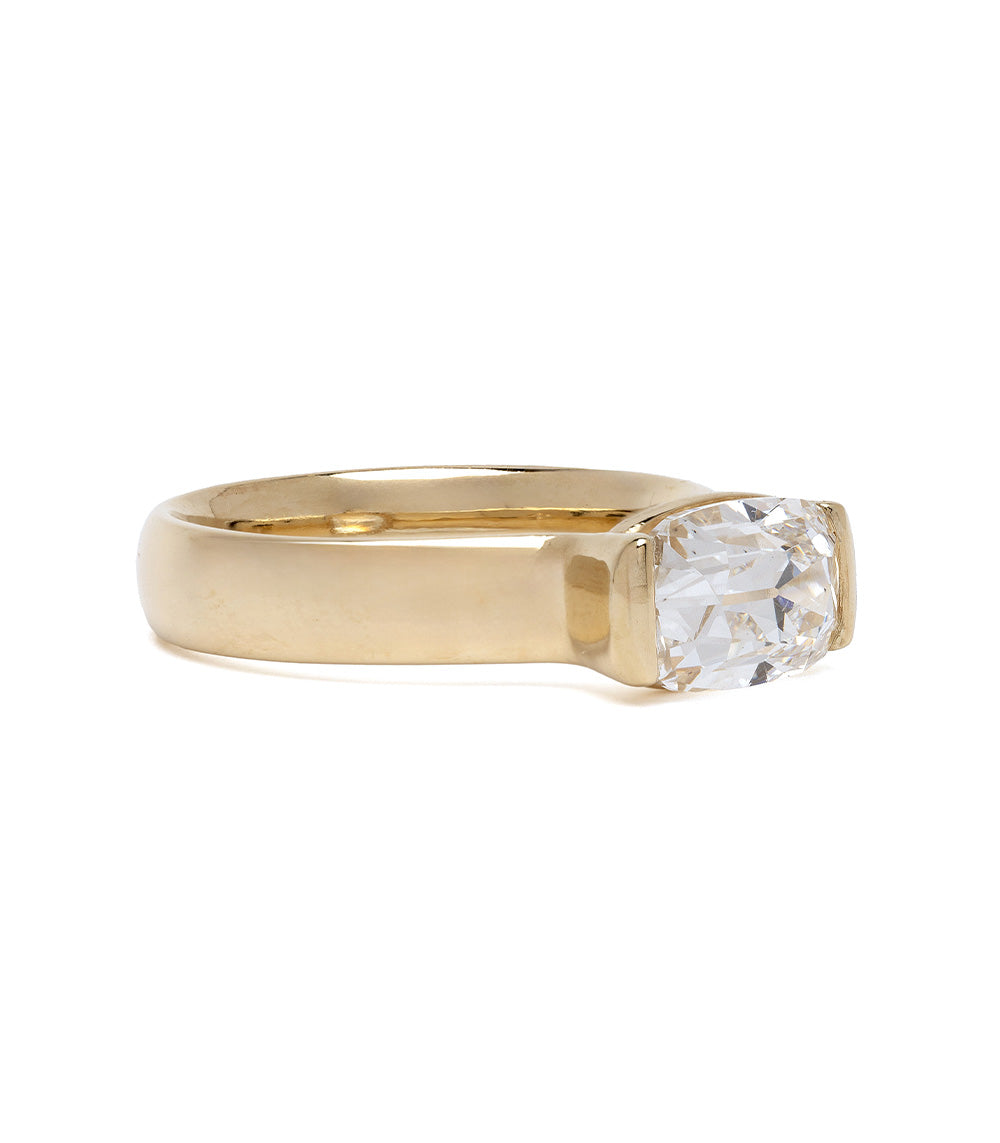 Bardot Half Bezel Engagement Ring - 14K Gold Solitaire Diamond Ring for Women, Elegant Wedding Band, Perfect Proposal Gift for Her | Ideal for Anniversaries, Valentine's Day & Special Occasions