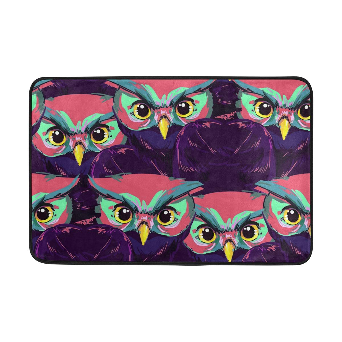 Non-Slip Owl Watercolor Doormat - Modern Indoor Entrance Mat for Bedroom, Bathroom & Toilet | Soft Welcome Rug for Home Decor & Floor Protection