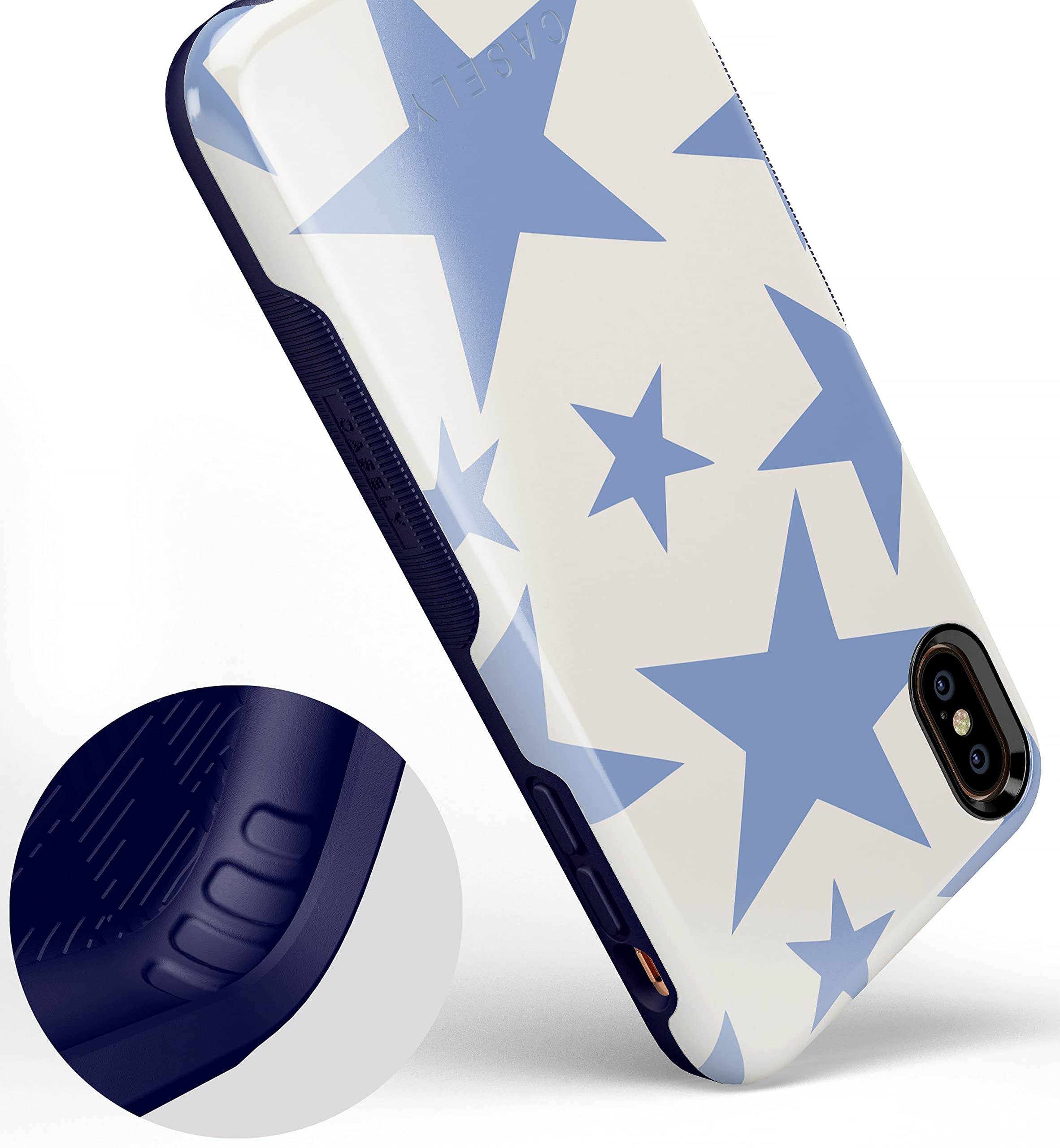 Casely iPhone Xs Max Case - Stars Align Design | Blue & White Star Pattern Protective Cover | Slim Fit Shockproof Phone Case for Everyday Use & Travel Protection