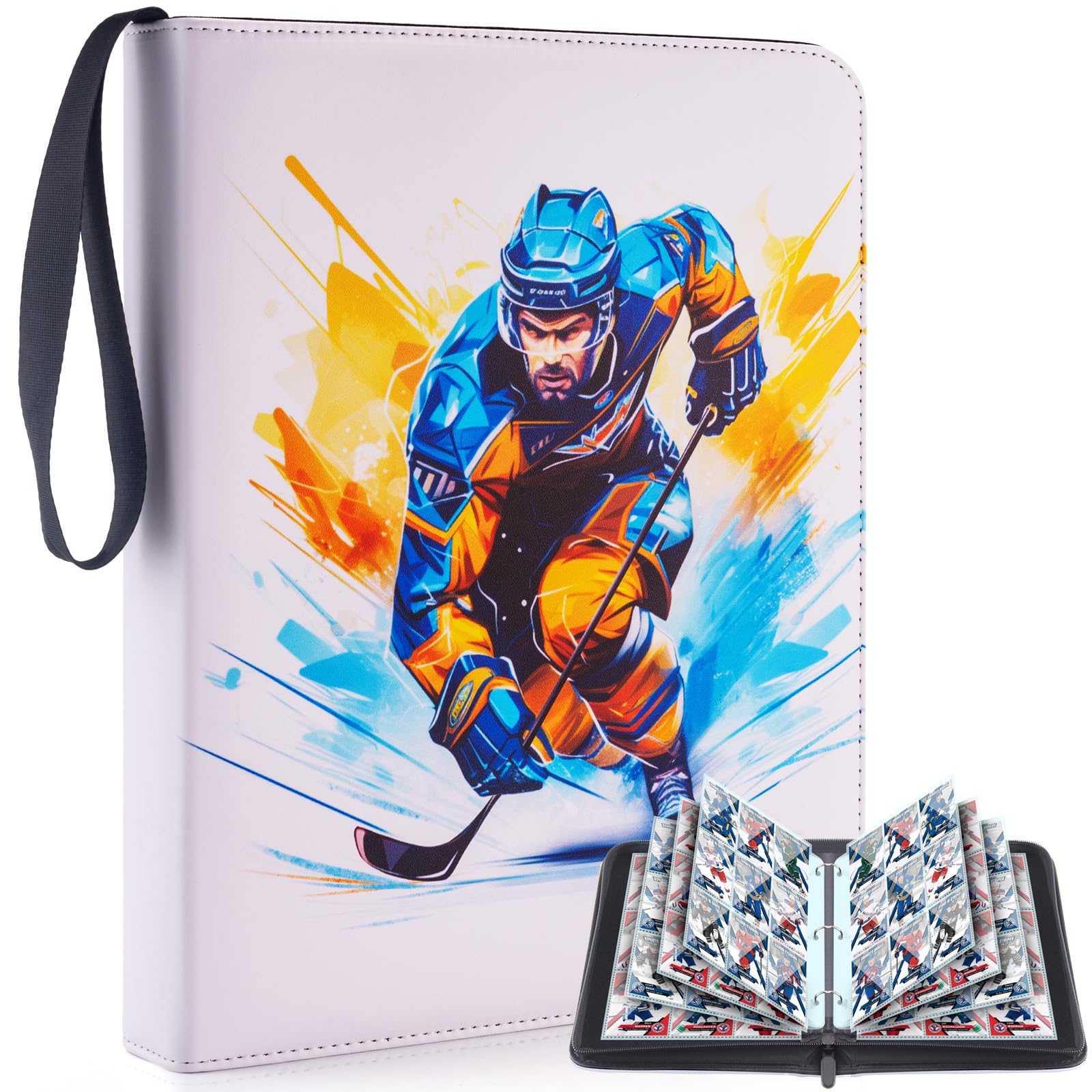 MewVeer 900-Capacity Hockey Card Binder - 9 Pocket Trading Card Album with Protective Sleeves | Premium Sports Card Storage for Collectors | Perfect for Organizing NHL, MLB & Pokemon Cards at Home or Tournaments