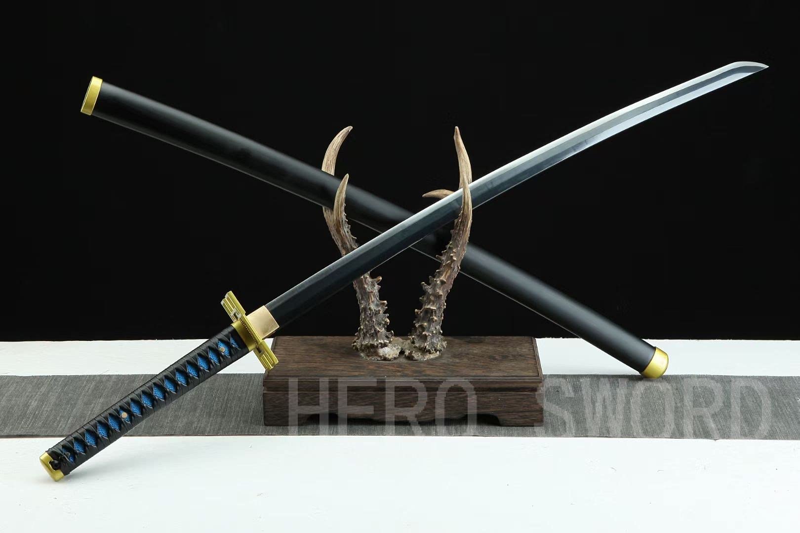 HERO SWORD Japanese Anime Katana - Hand Forged 1045 Carbon Steel Samurai Sword, Full Tang Handmade Sharp Blade - Demon Slayer Inspired Katana for Cosplay, Martial Arts Training & Anime Collection