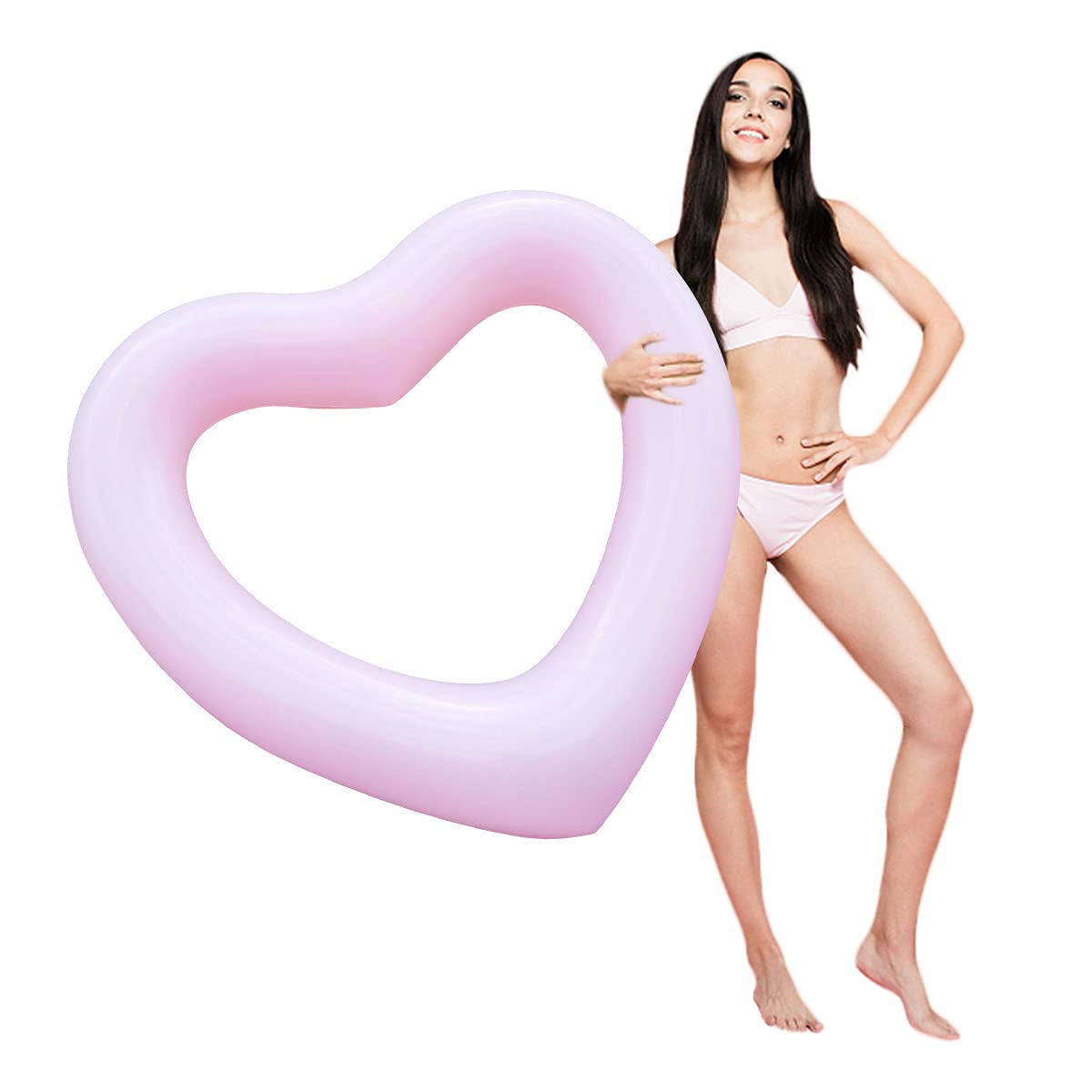 Inflatable Heart Pool Float - Sweet Love Swim Ring Lounger Tube for Summer Water Fun, Beach Party, Pool Party - Perfect for Kids & Adults (Pink, 60