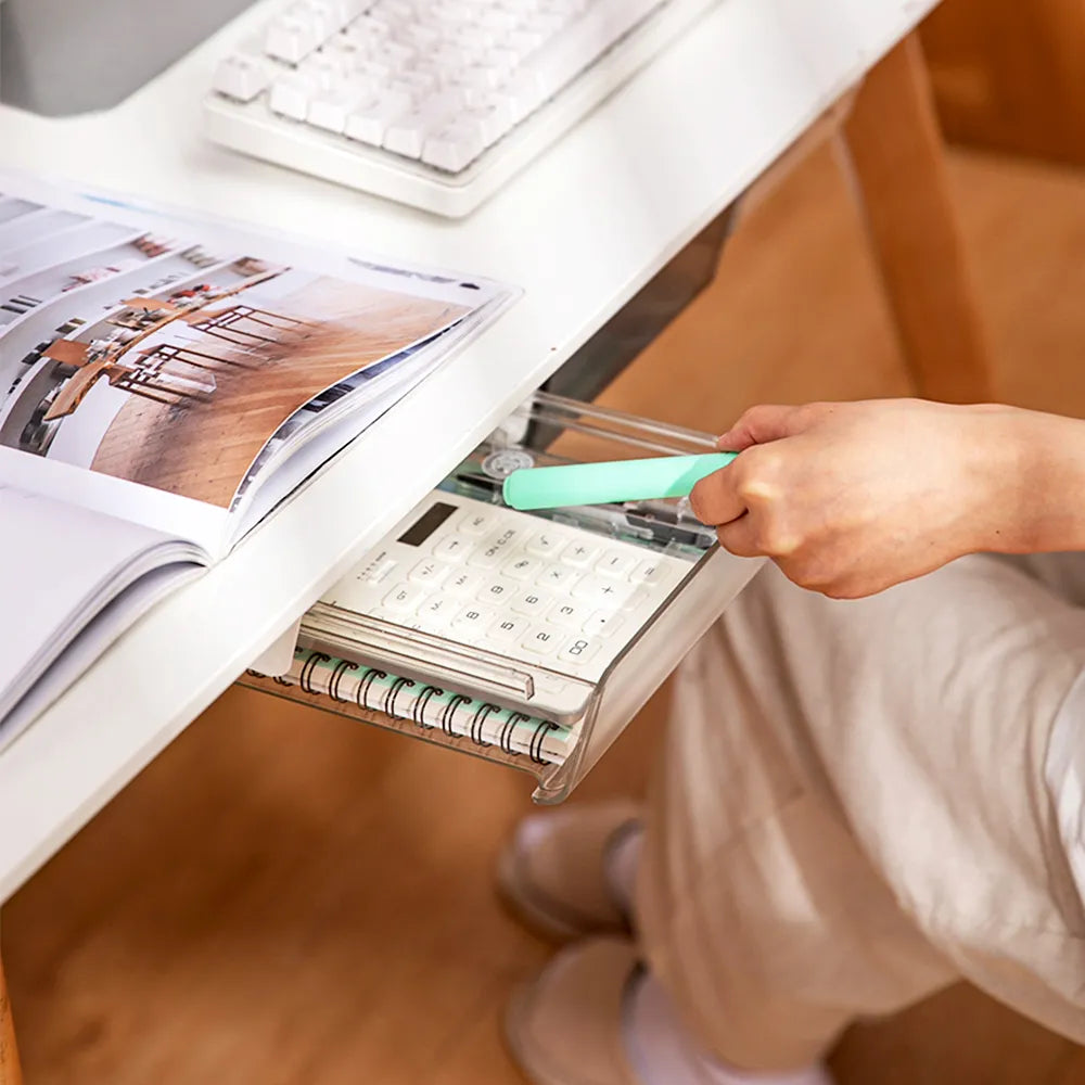 Under Desk Drawer Organizer - Slim Storage Solution for Office, Home & Workspace - Fits Under Computer Desks for Easy Access to Supplies & Accessories