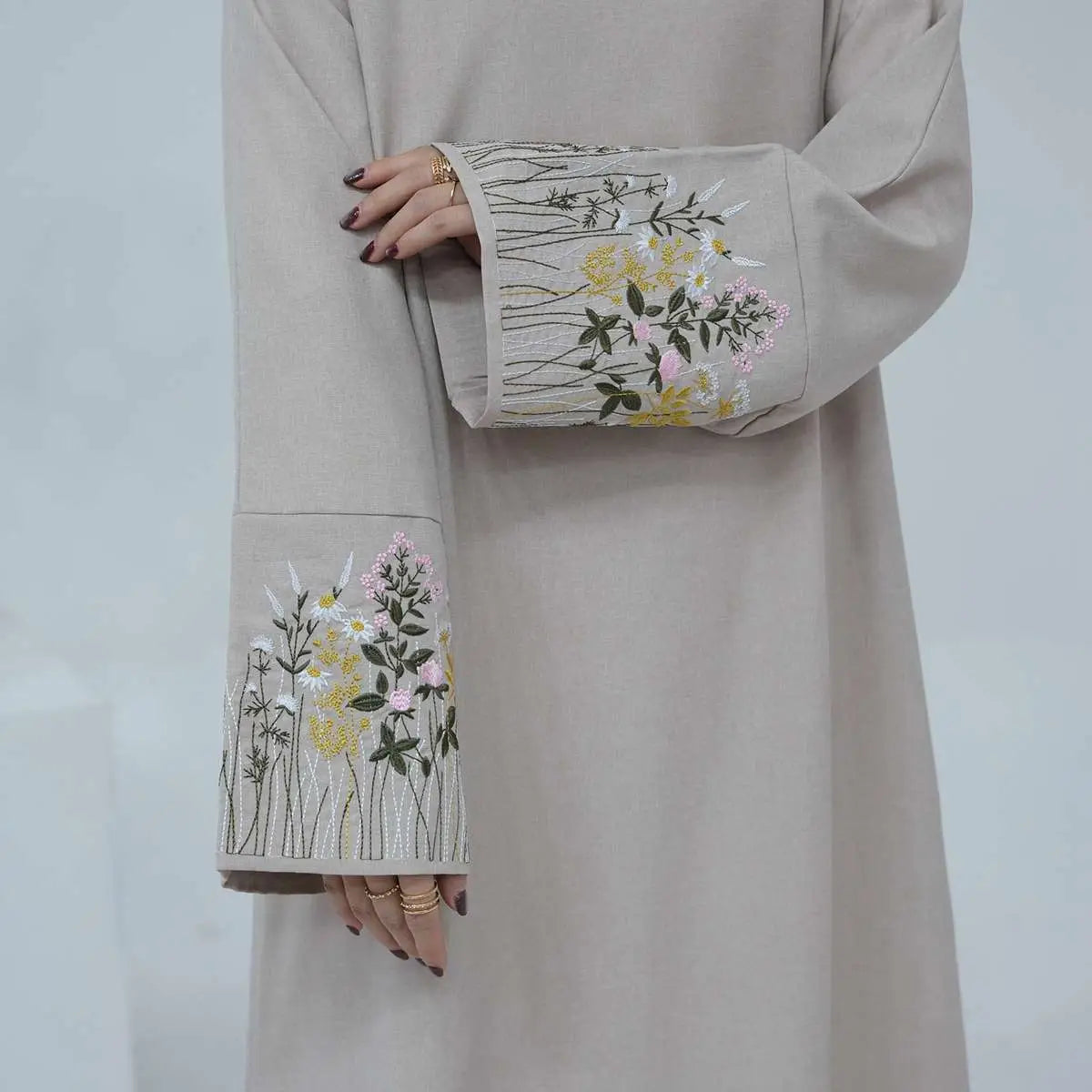 Elegant Floral Embroidery Abaya Dress for Women - Modest Islamic Fashion for Prayer, Eid & Special Occasions