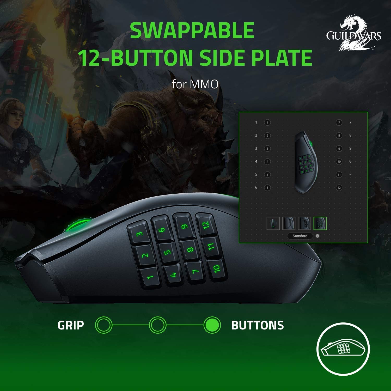 Razer Naga Pro Wireless Gaming Mouse - Modular Design with 3 Interchangeable Side Plates, 19+1 Programmable Buttons, 20K DPI Focus+ Optical Sensor | Ideal for MMO, MOBA, FPS Games & Professional Esports Players