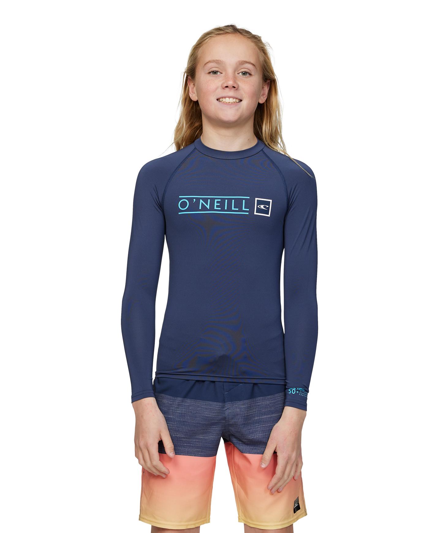 ONeill Boys Reactor UV Long Sleeve Rash Guard Shirt - UPF 50+ Sun Protection for Swimming, Surfing & Outdoor Water Activities