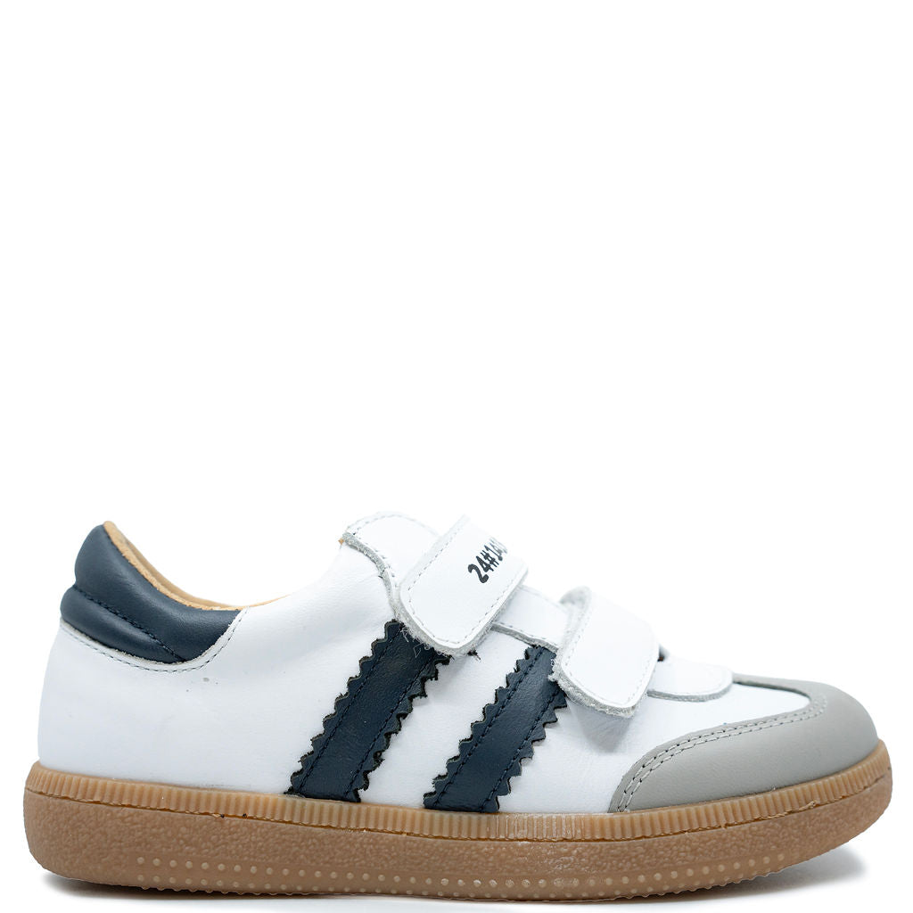 Acebos White Stripe Velcro Sneakers for Women - Comfortable Slip-On Walking Shoes with Hook and Loop Closure - Perfect for Casual Wear, Work & Travel