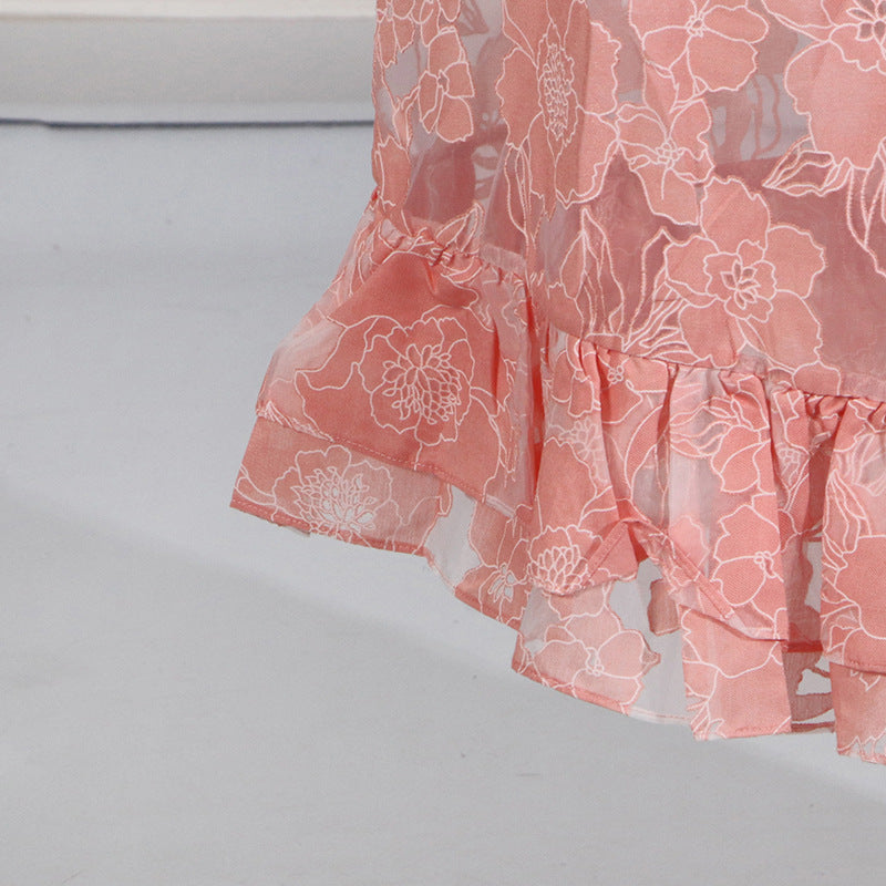 Pink Halter Neck Ruffle Maxi Dress for Women - Elegant Summer Beach Wedding Party Dress