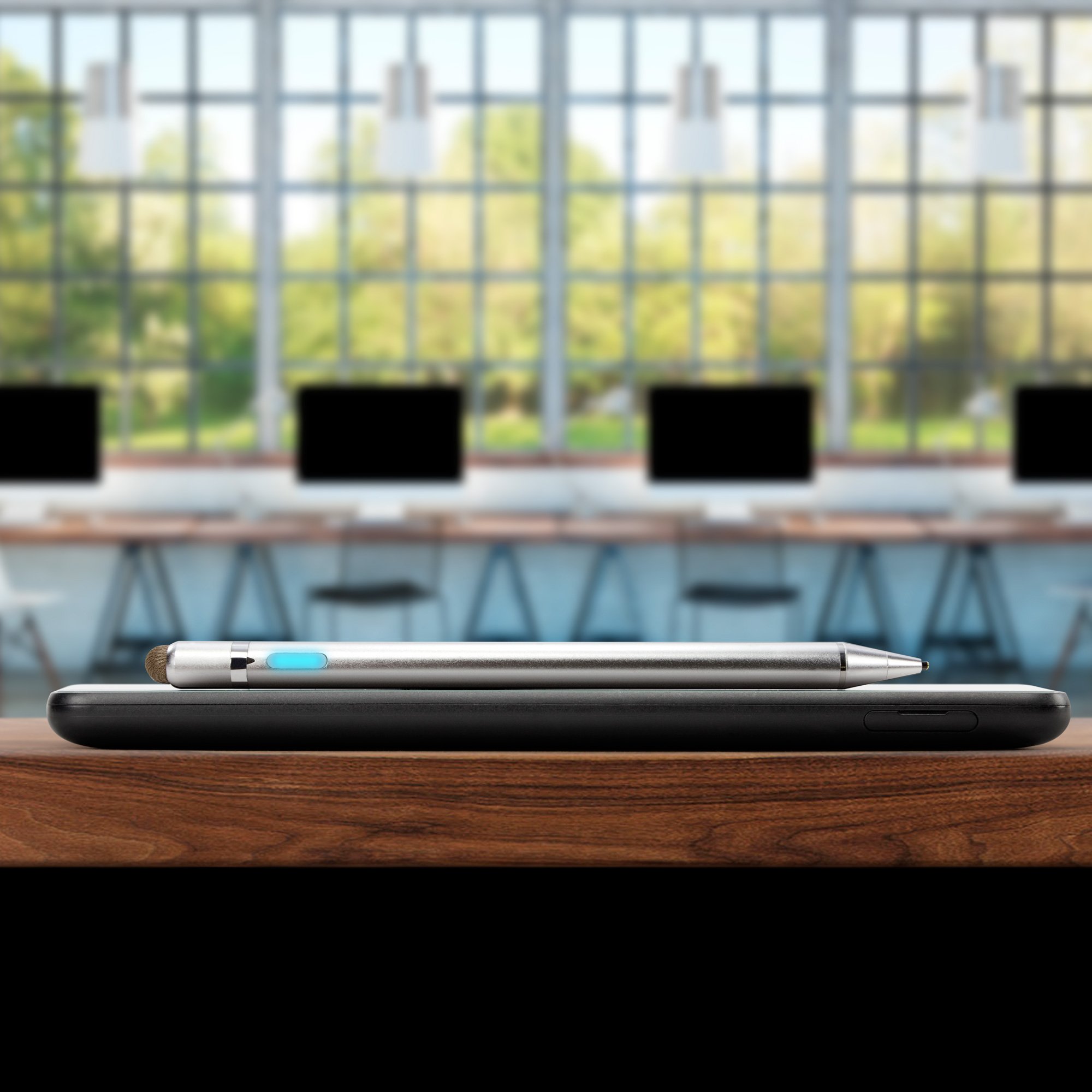 BoxWave AccuPoint Active Stylus Pen for Jitterbug Smart2 - Ultra Fine Tip Electronic Stylus (Metallic Silver) - Perfect for Seniors, Note Taking & Touchscreen Devices