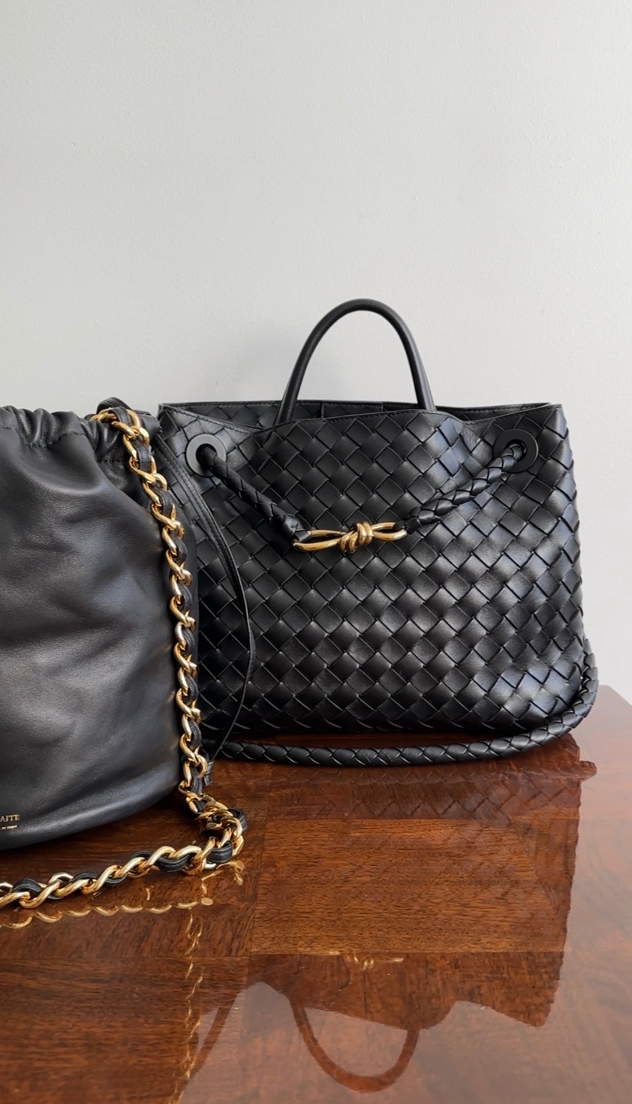 Bottega Veneta Andiamo Black Intrecciato Leather Two-Way Tote Bag for Women | Luxury Designer Handbag for Work, Travel & Everyday Use