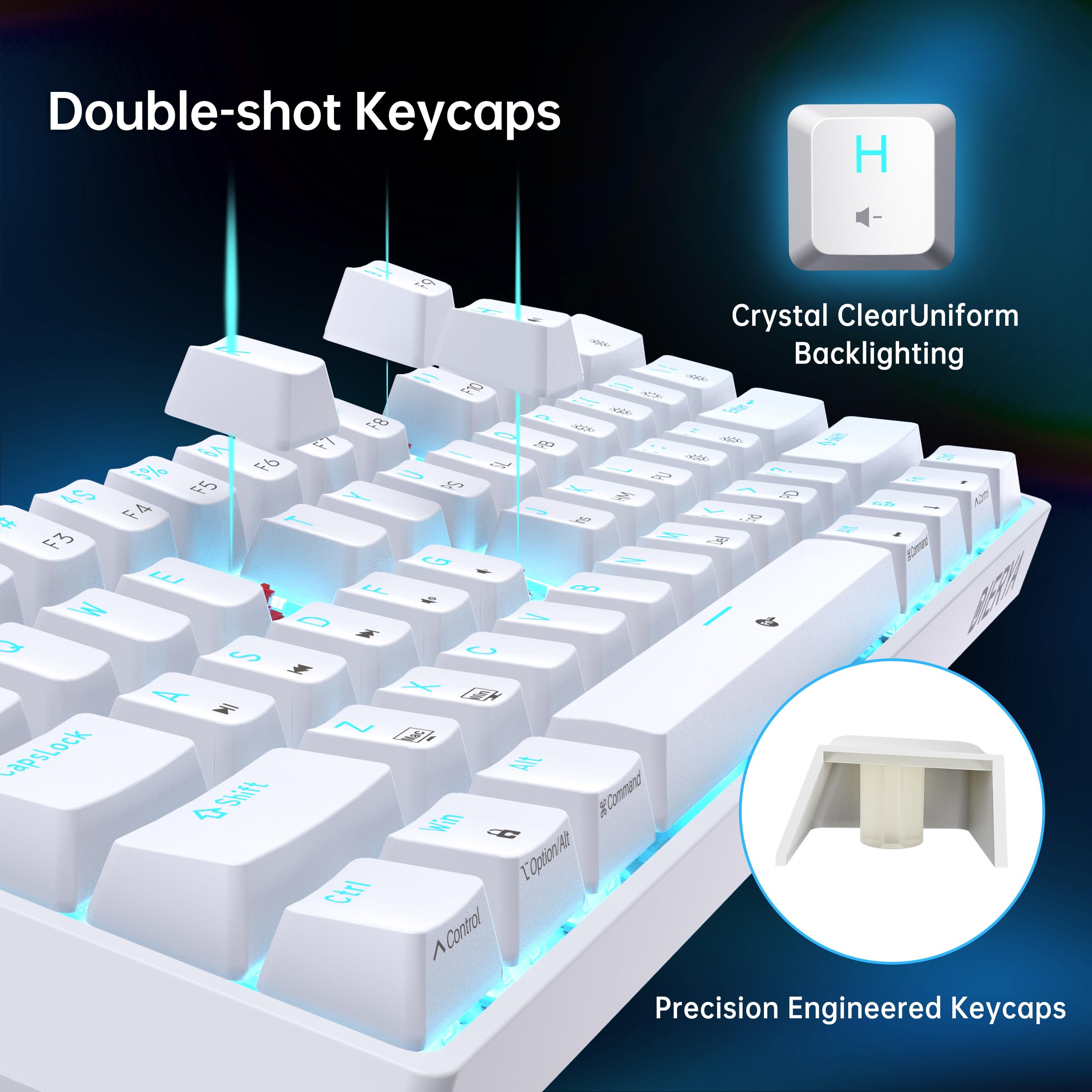 DIERYA DK61SE 60% Compact Mechanical Gaming Keyboard - 61 Keys Anti-Ghosting, RGB Backlit, USB-C Wired Keyboard with Red Linear Switches for PC, Laptop, Mac | Perfect for Gaming, Typing & Office Work
