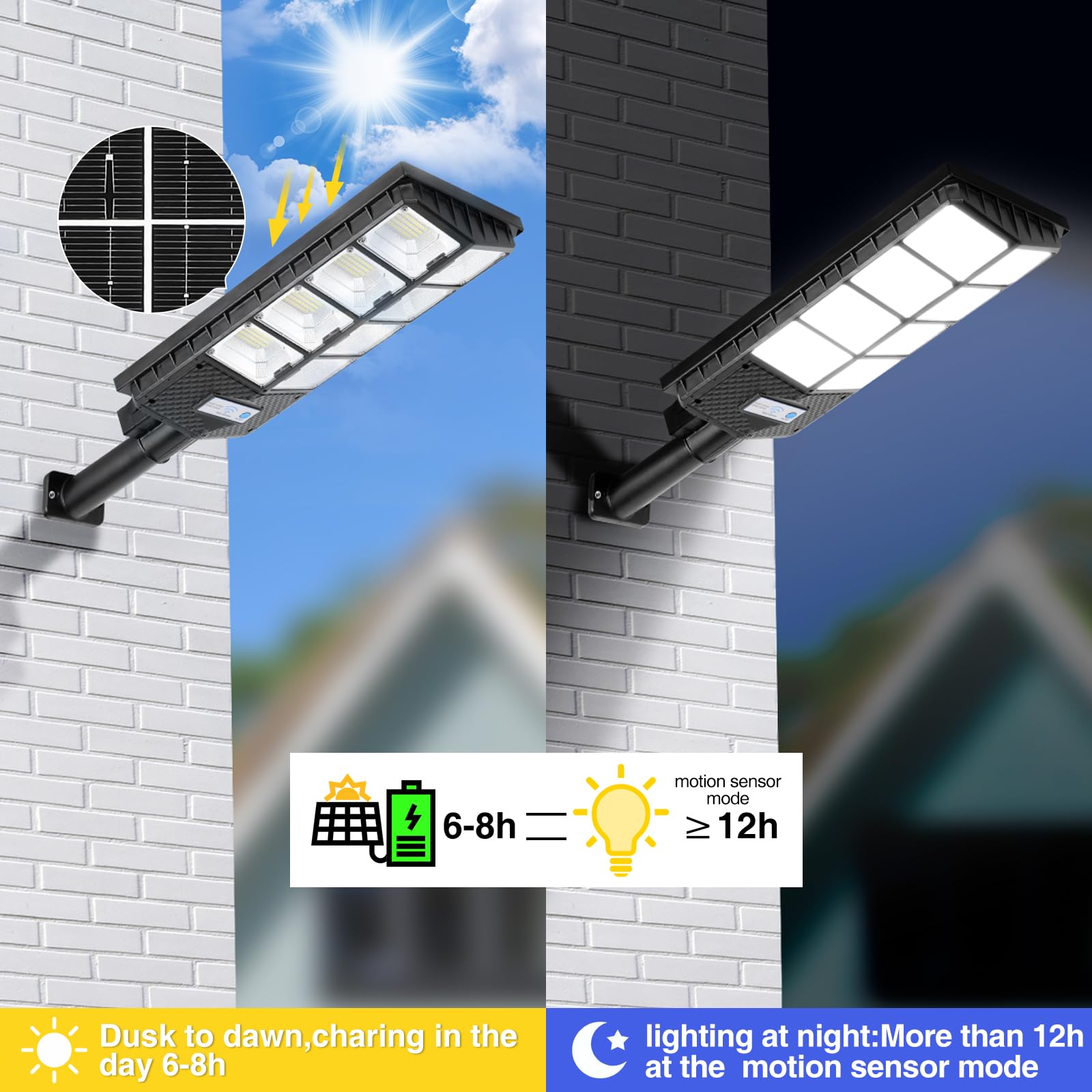 ZJOJO 4-Pack Solar Street Lights Outdoor Waterproof - 6500K 10000LM 448 LEDs Solar Parking Lot Lights with Motion Sensor & Remote Control | Dusk to Dawn Security Lighting for Driveway, Yard, Garden, Pathway & Backyard