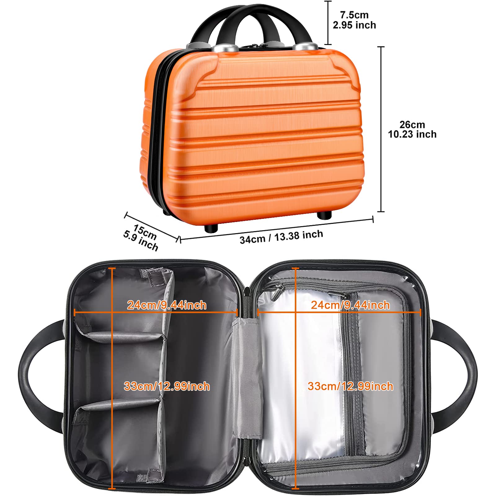 2-Piece Lightweight Hardshell Spinner Luggage Set - 14/20 Inch Airline Approved Carry-On Suitcase with TSA Lock, Durable PC+ABS Material (Orange) - Perfect for Business Travel & Weekend Getaways