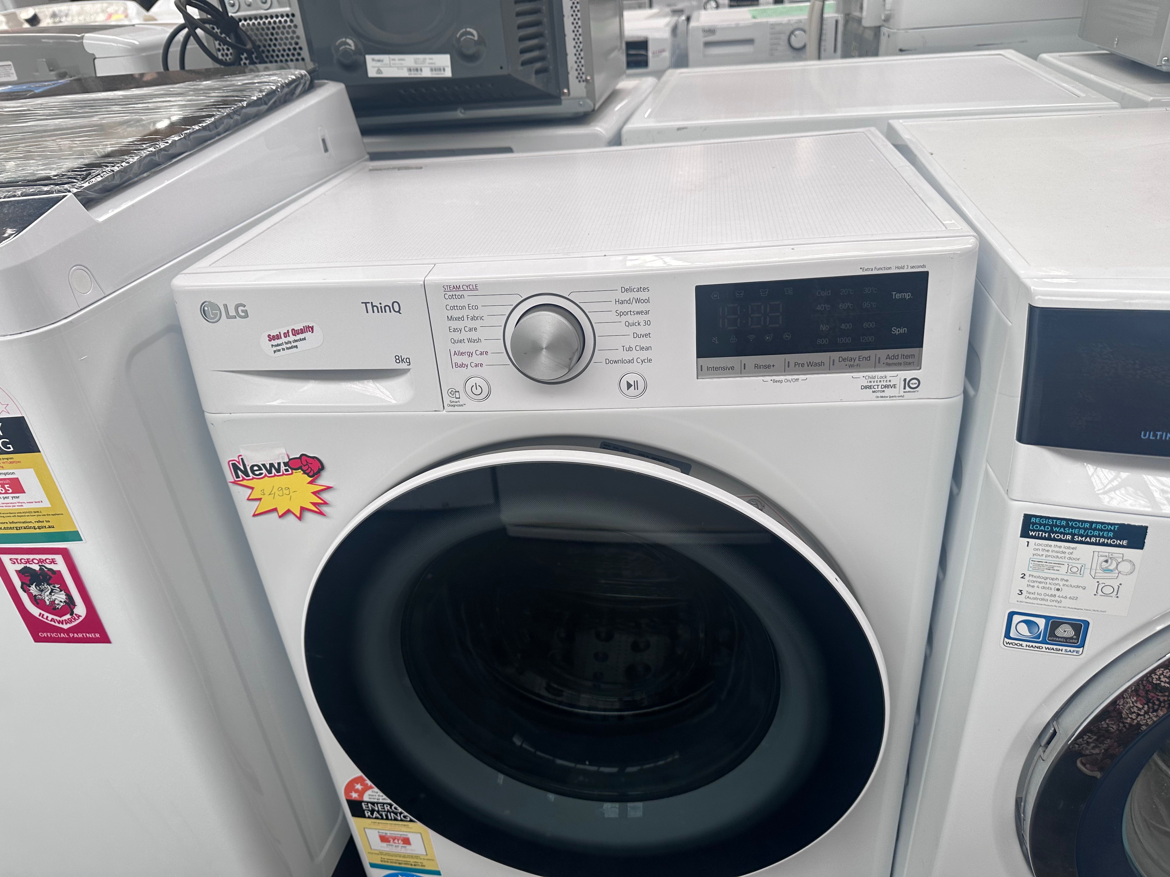 LG 8kg Front Load Washing Machine [Certified Refurbished] - Slimline Design Fits Perfectly Under Countertops | Ideal for Apartments, Small Laundry Rooms & Space-Saving Solutions