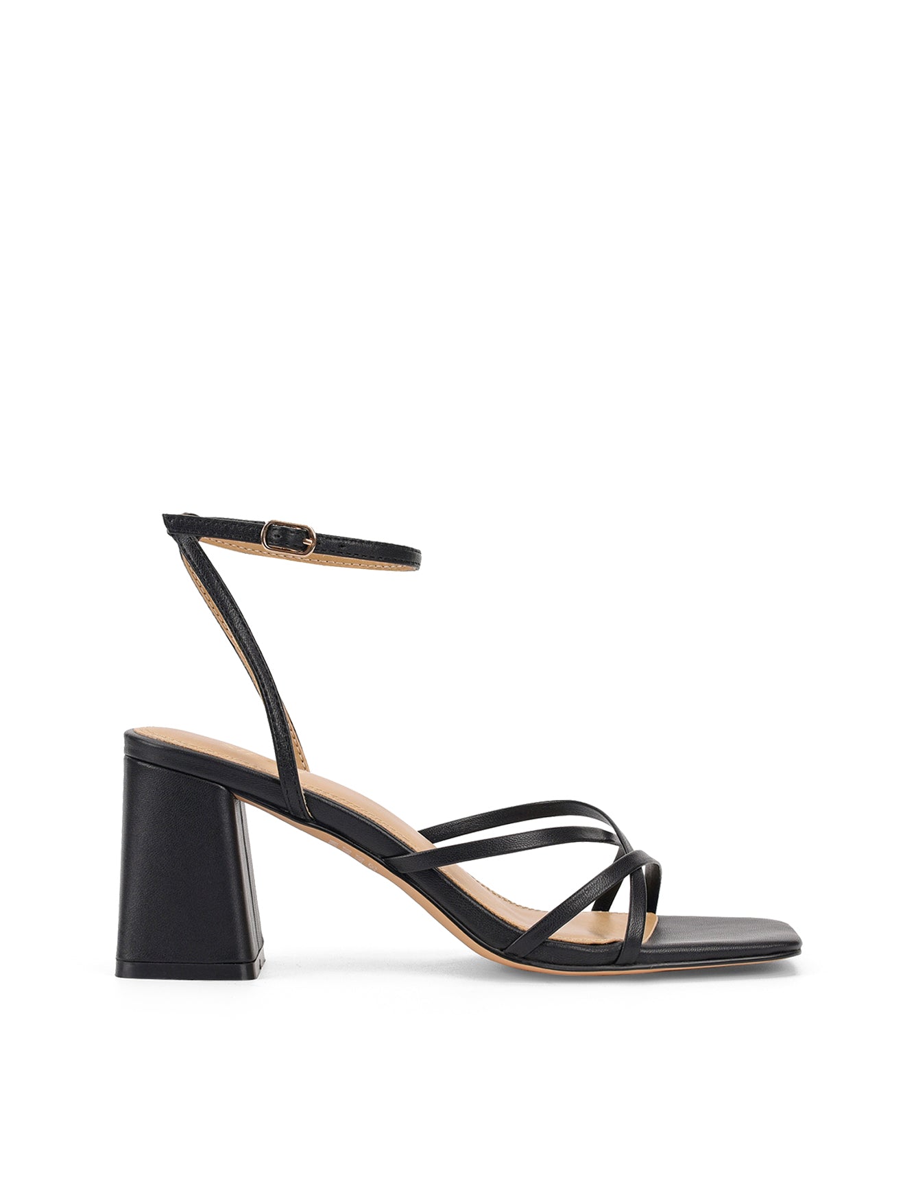 Straus Black Leather Block Heel Sandals for Women - Comfortable Summer Dress Shoes for Weddings, Parties & Office Wear