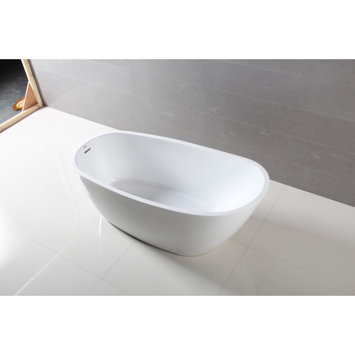 Aqua Eden 72 Inch Acrylic Oval Freestanding Bathtub - Glossy White Slipper Tub with Drain | Modern Soaking Tub for Luxury Bathroom, Spa Relaxation & Home Retreat