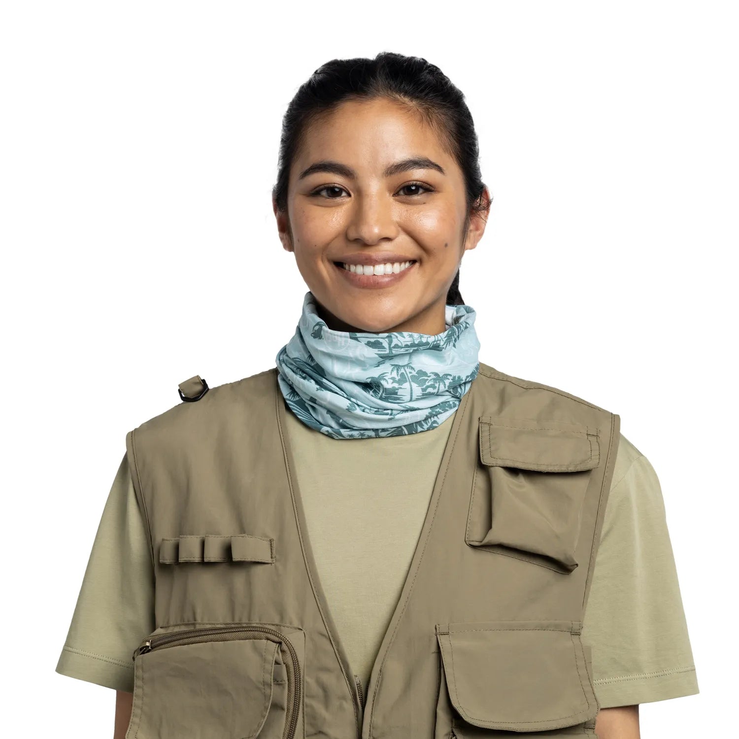 CoolNet UV® Cooling Neck Gaiter - Lake River Salt Seagrove Green | UPF 50+ Sun Protection for Outdoor Activities, Hiking, Running & Sports