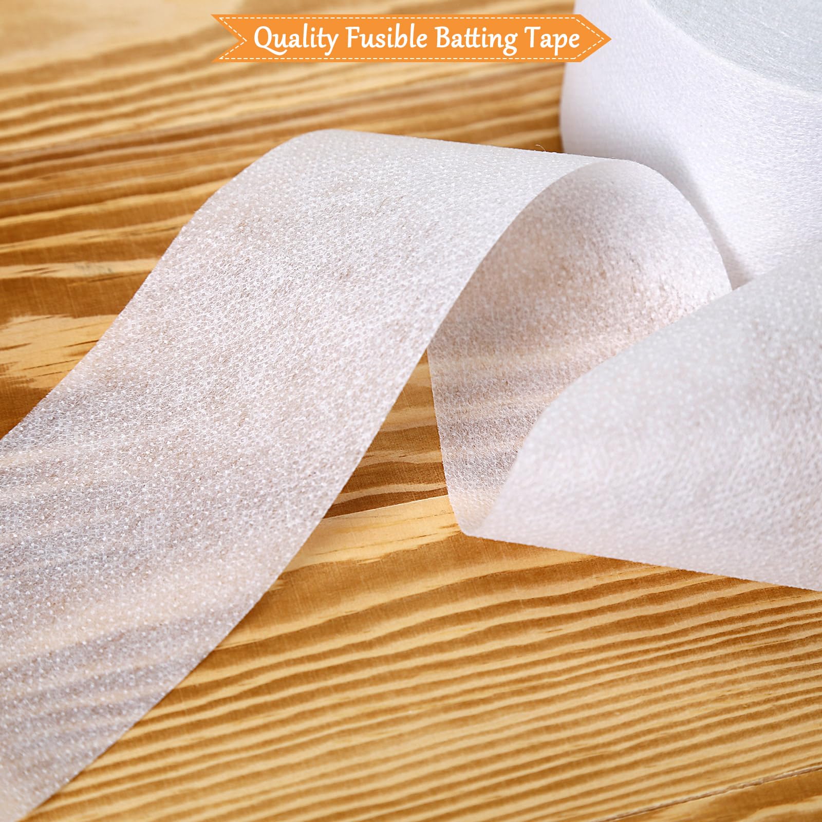 2 Rolls Fusible Batting Tape for Quilting - 1.5 Inches x 30 Yards White Seam Tape, Sheer Binding Tape for Quilting & Sewing - Perfect for Joining Batting Layers & Fabric Edges in DIY Projects